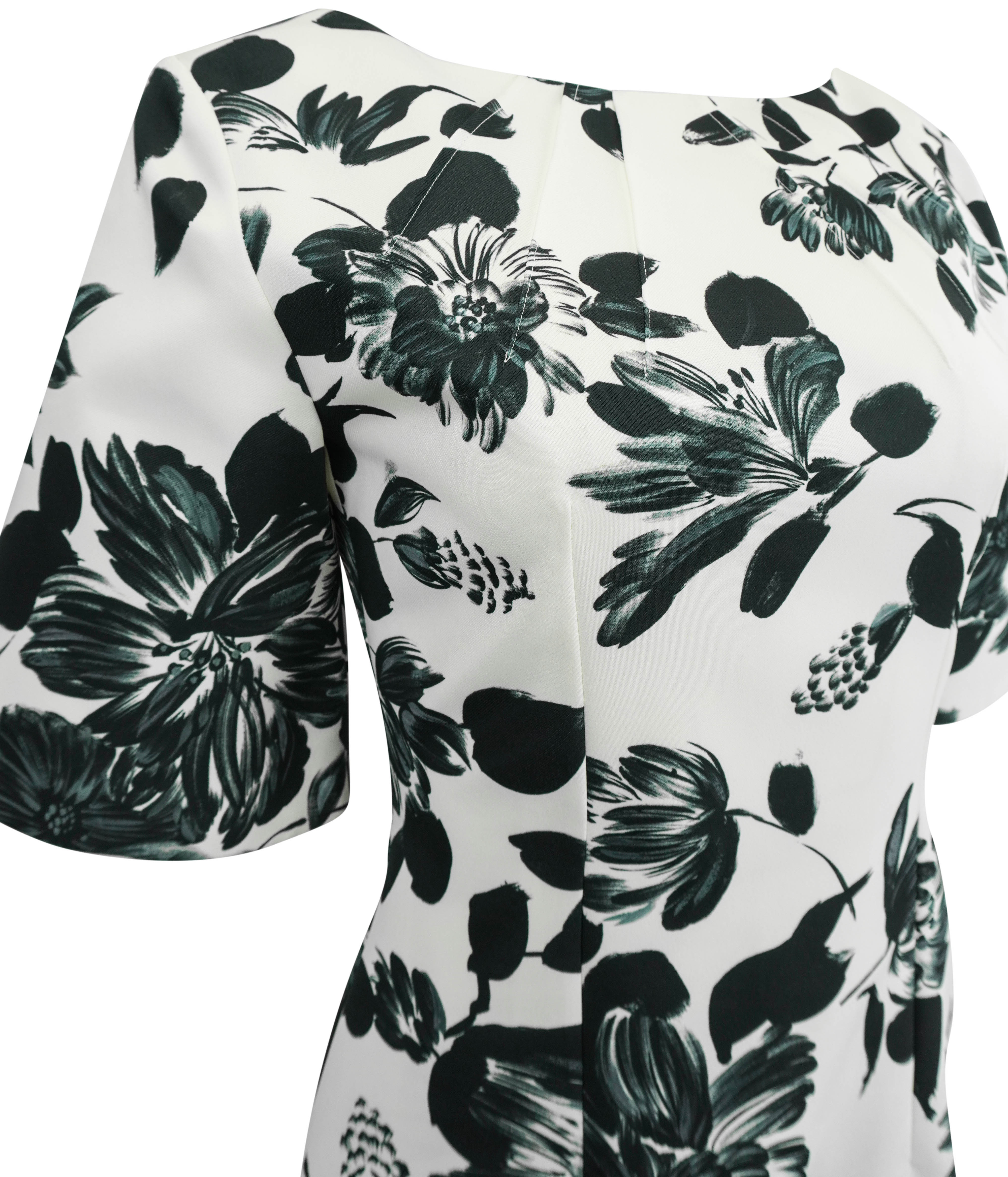 Emilia Wickstead Kora Dress in Black Flowers on White