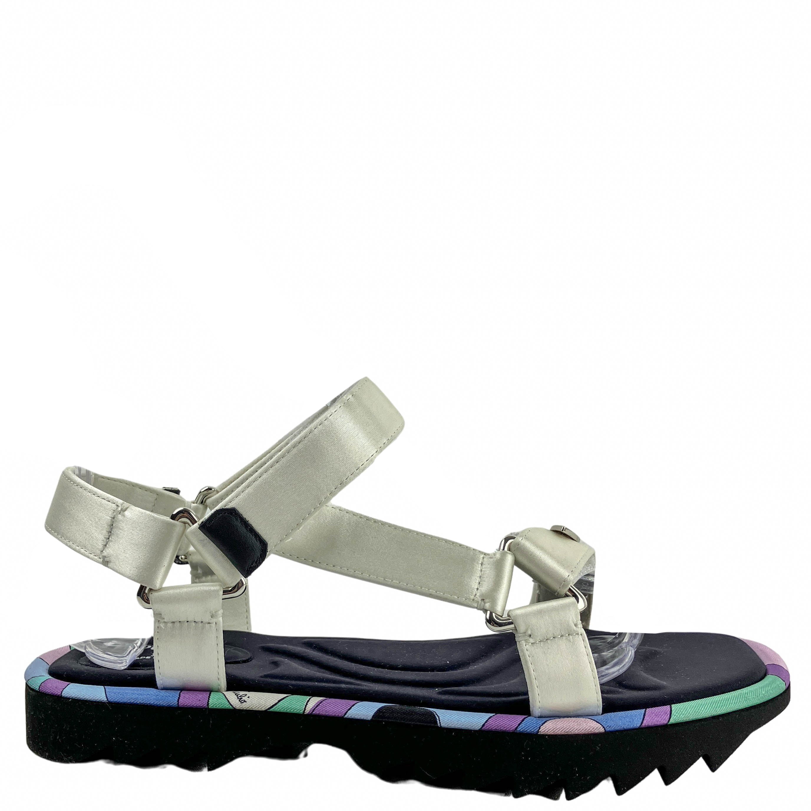 Pucci Silk Beach Sandals in White