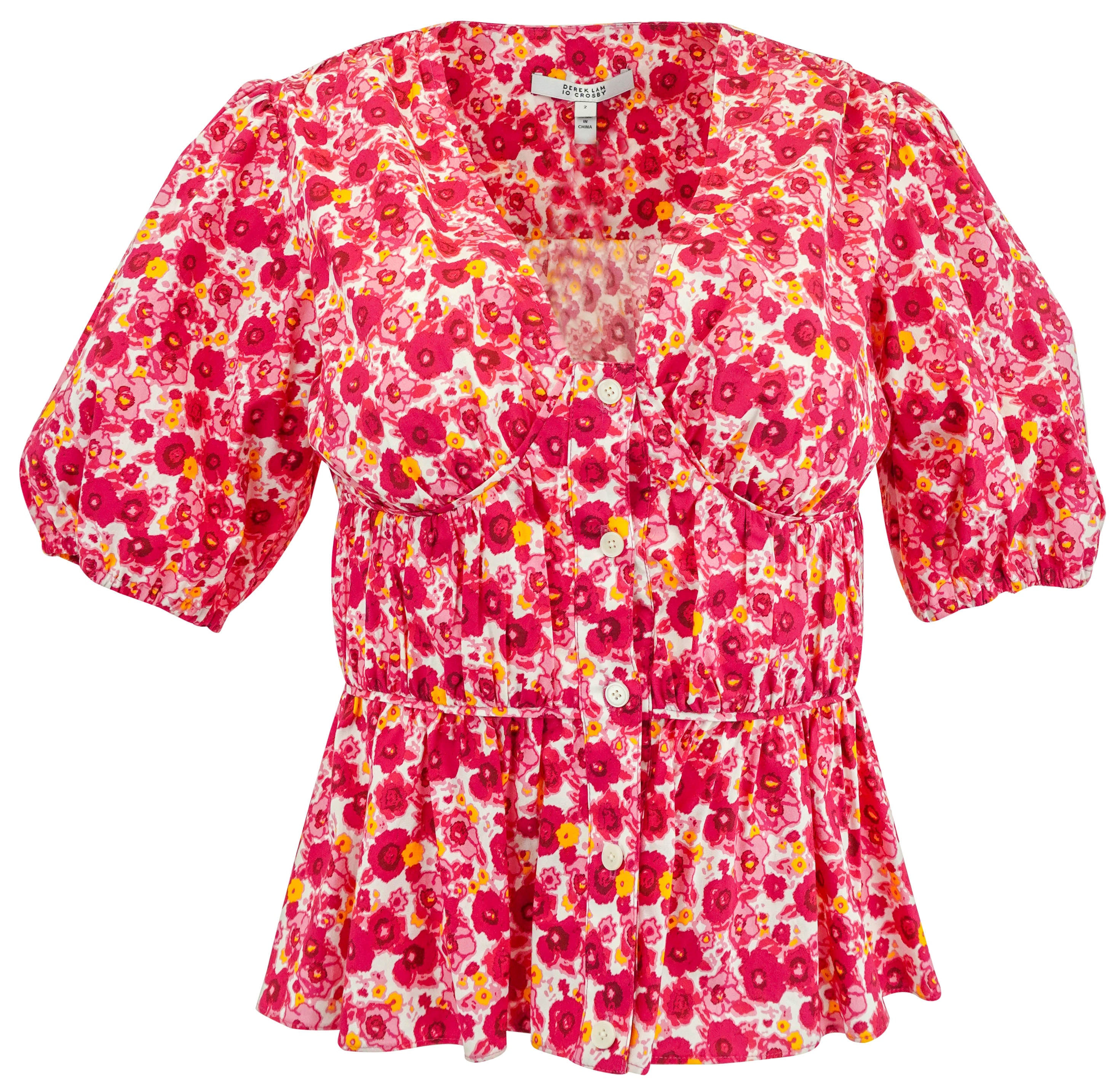 Derek Lam 10 Crosby Button Front Blouse in Rose Pink 1 Derek Lam 10 Crosby Button Front Blouse in Rose Pink