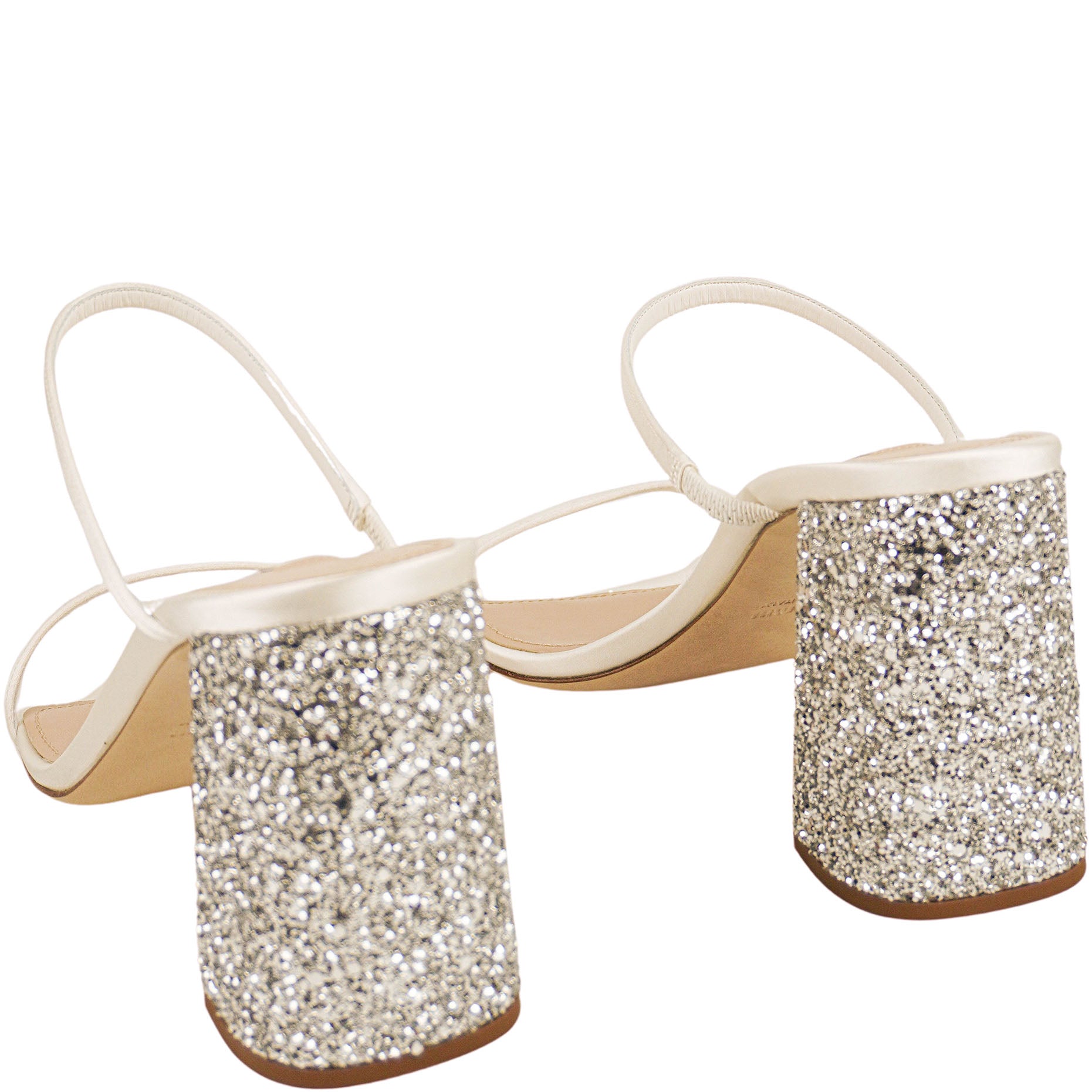 Miu Miu Glitter Satin Sandals in Silver/White 4 Miu Miu Glitter Satin Sandals in Silver/White