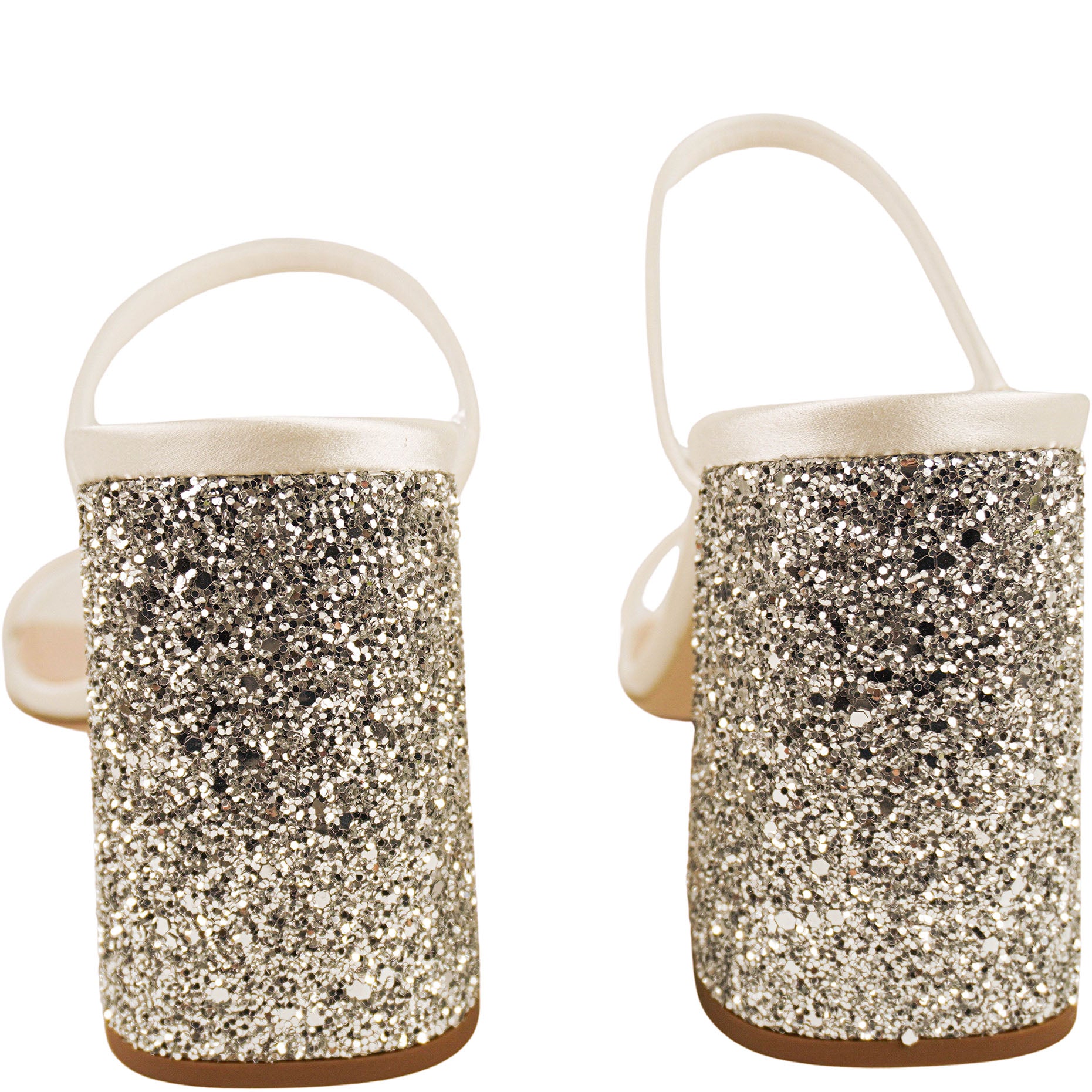 Miu Miu Glitter Satin Sandals in Silver/White 6 Miu Miu Glitter Satin Sandals in Silver/White