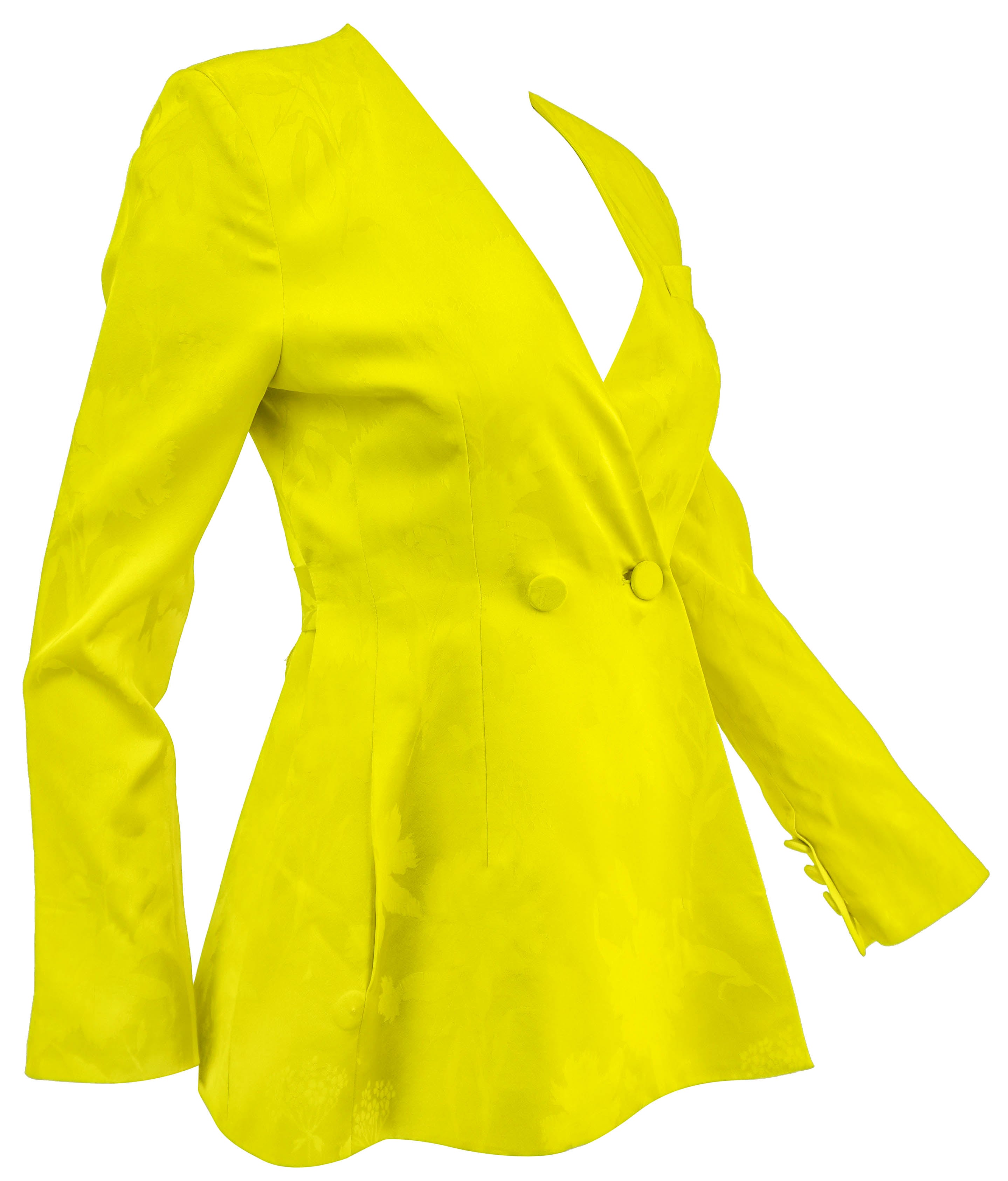 Alejandra Alonso Rojas Double-Breasted Jacquard Jacket in Yellow 3 Alejandra Alonso Rojas Double-Breasted Jacquard Jacket in Yellow