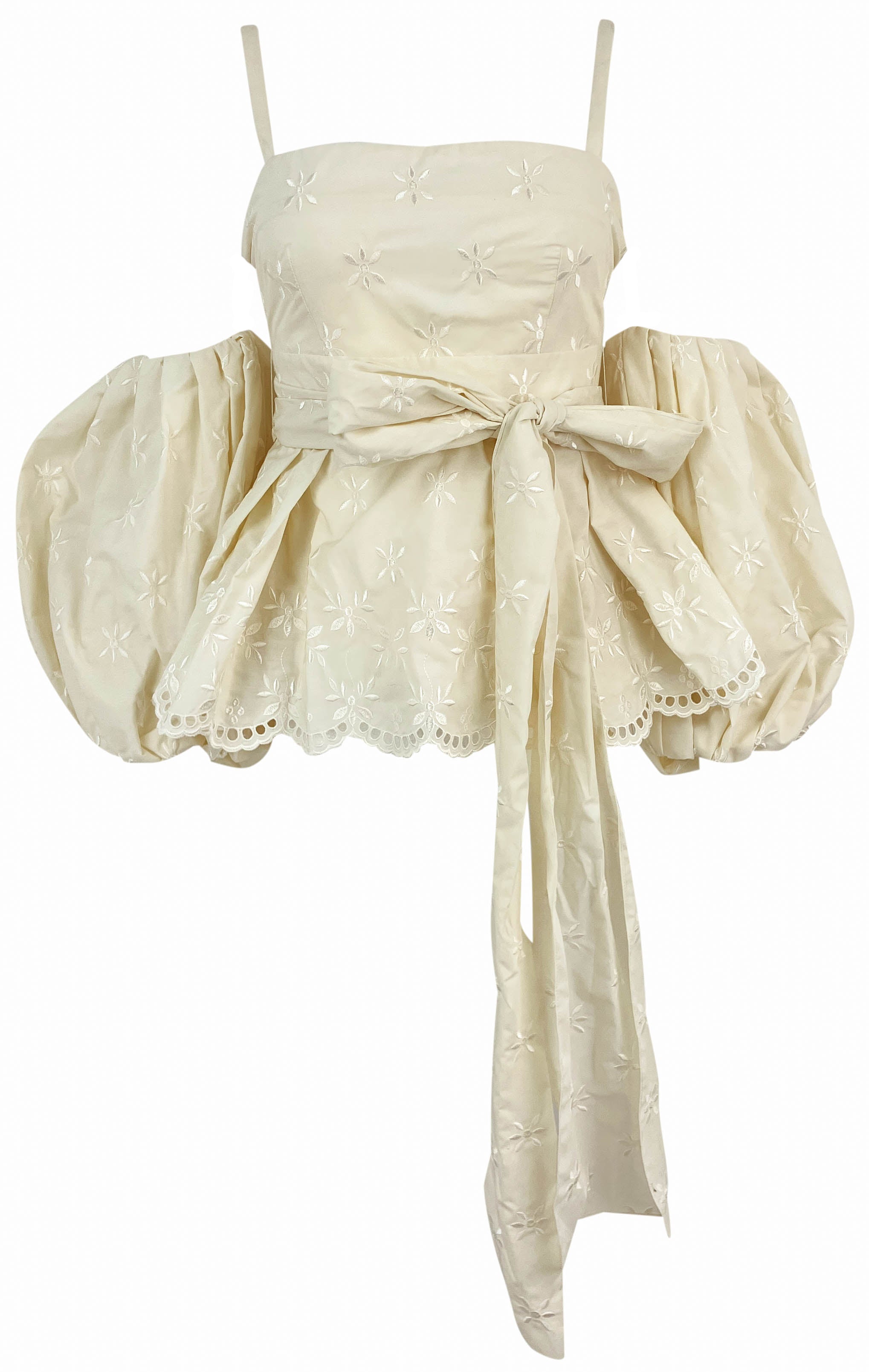 Erdem Maryam Convertible Broderie Poplin Blouse in Ecru