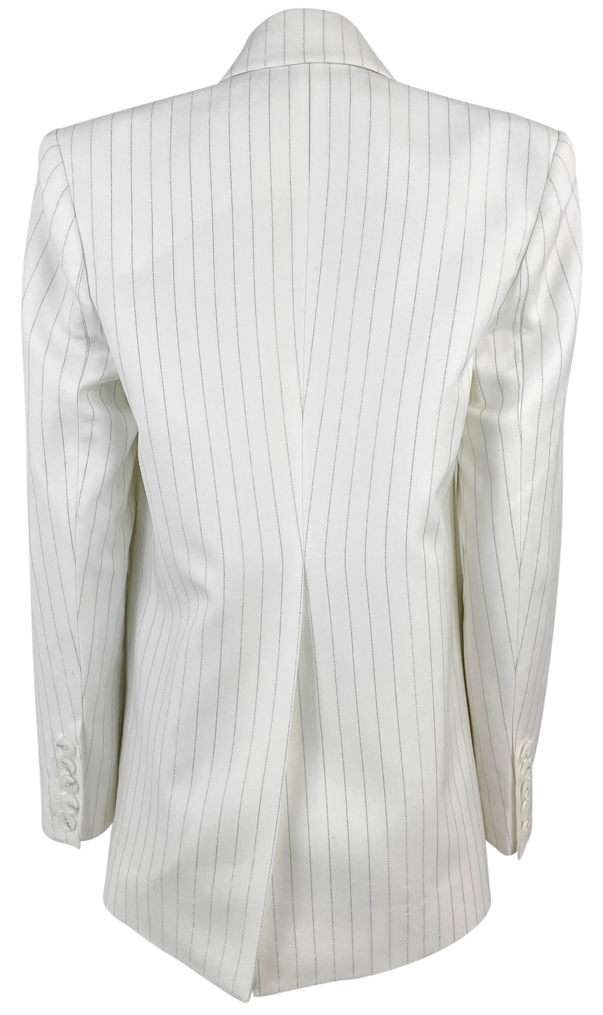 Alex Perry Crystal Pinstripe Single-Breasted Oversized Blazer in White 3 Alex Perry Crystal Pinstripe Single-Breasted Oversized Blazer in White