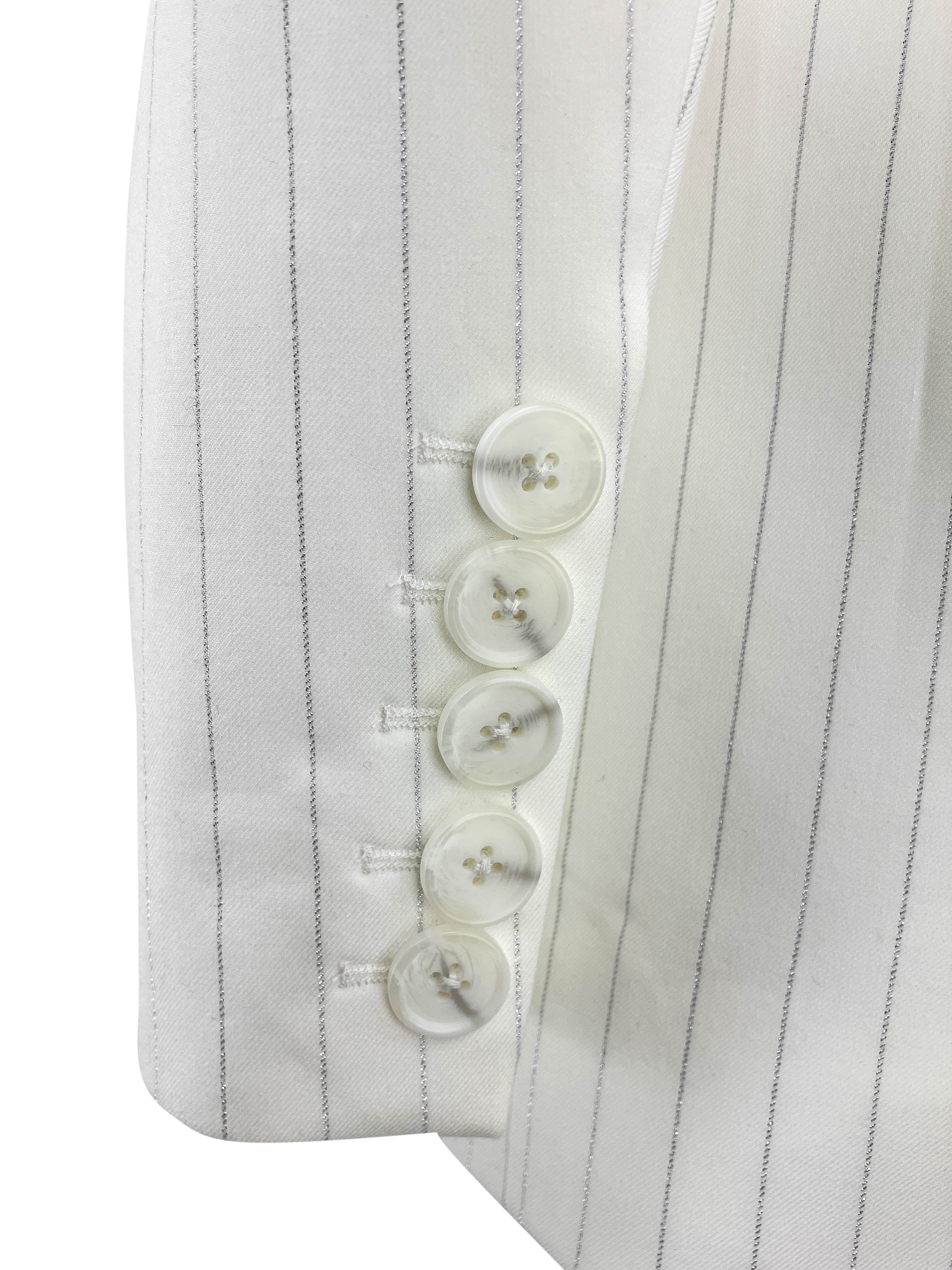 Alex Perry Crystal Pinstripe Single-Breasted Oversized Blazer in White 6 Alex Perry Crystal Pinstripe Single-Breasted Oversized Blazer in White