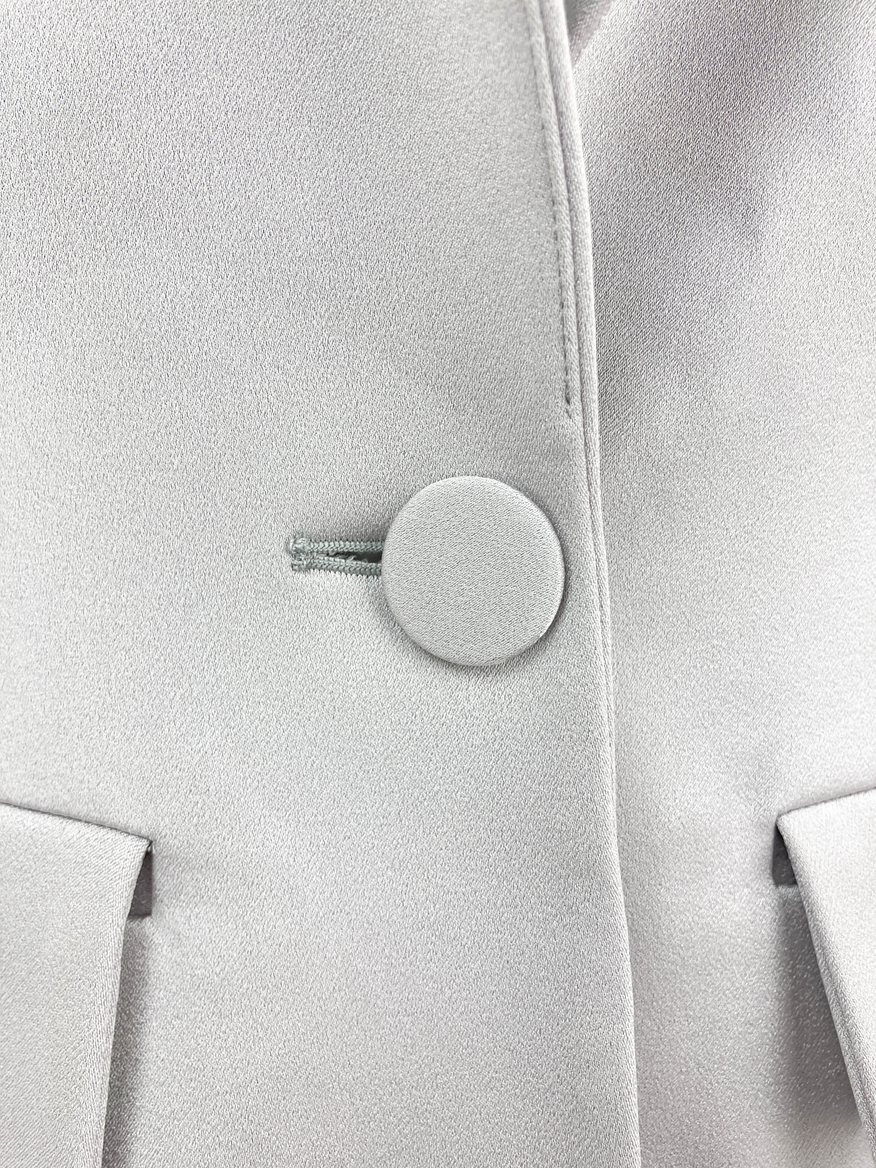 Alex Perry Single-Breasted Satin Crepe Jacket in Silver 5 Alex Perry Single-Breasted Satin Crepe Jacket in Silver