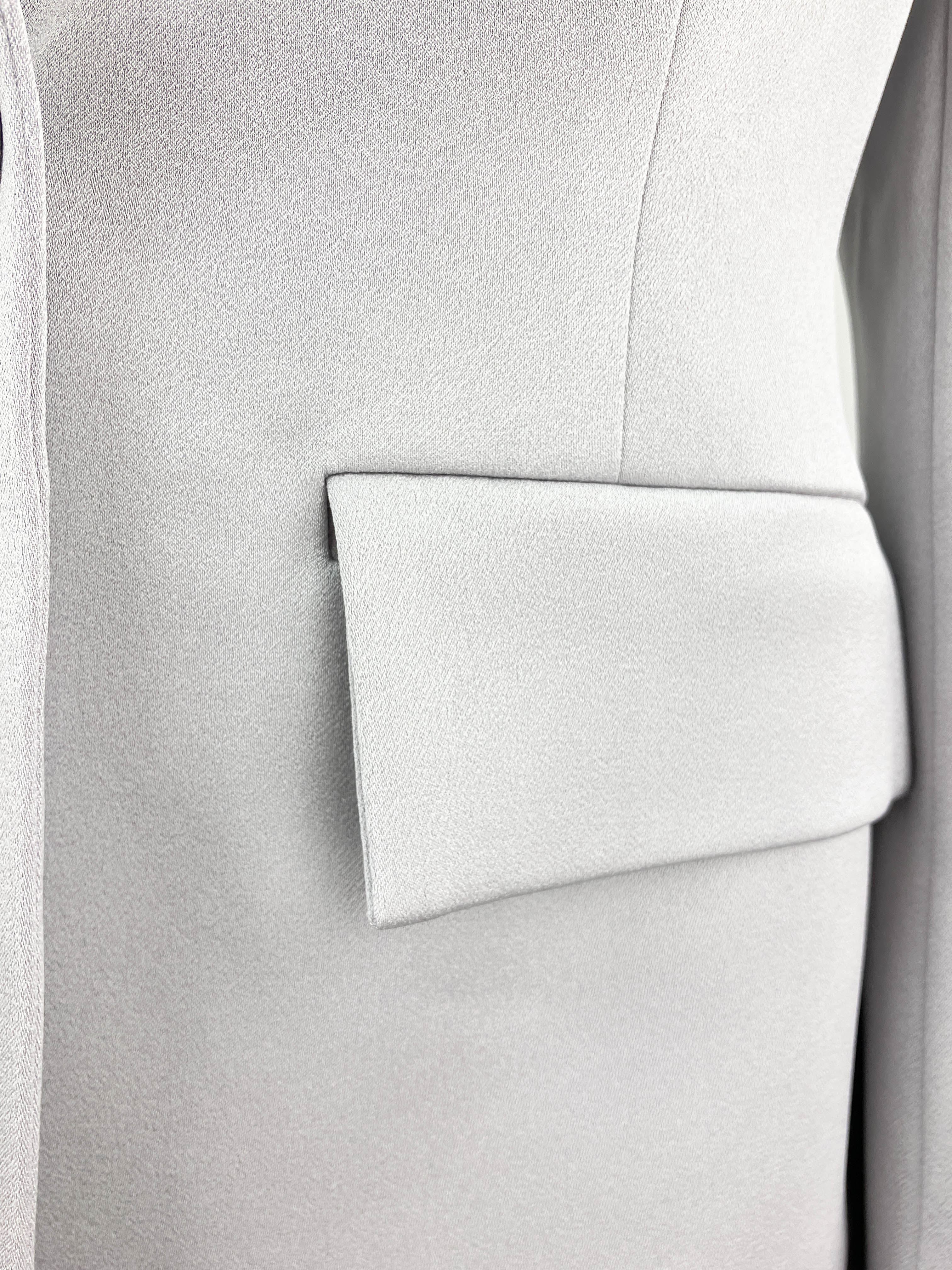 Alex Perry Single-Breasted Satin Crepe Jacket in Silver 6 Alex Perry Single-Breasted Satin Crepe Jacket in Silver