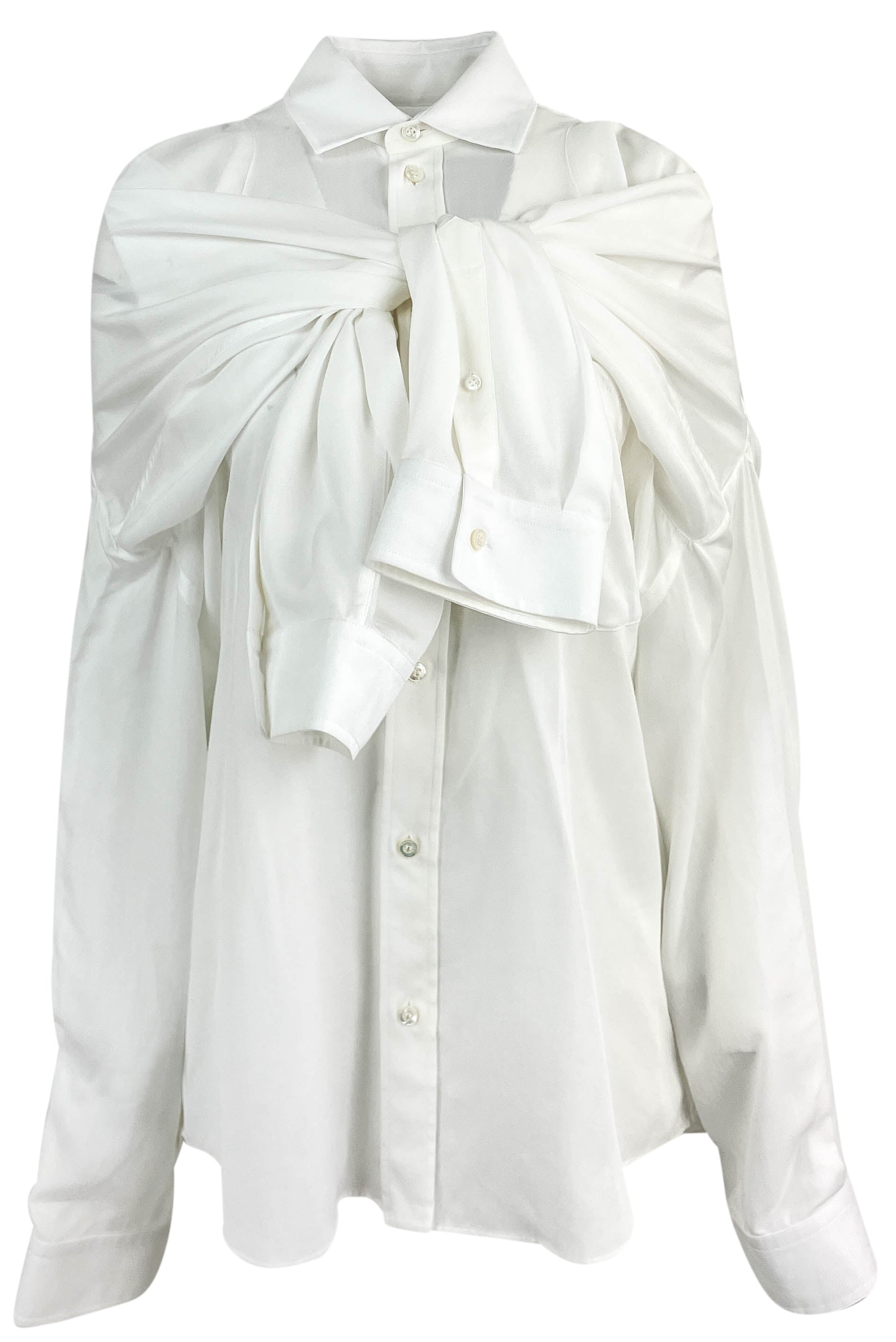 Balenciaga Knotted Button Up Shirt in White