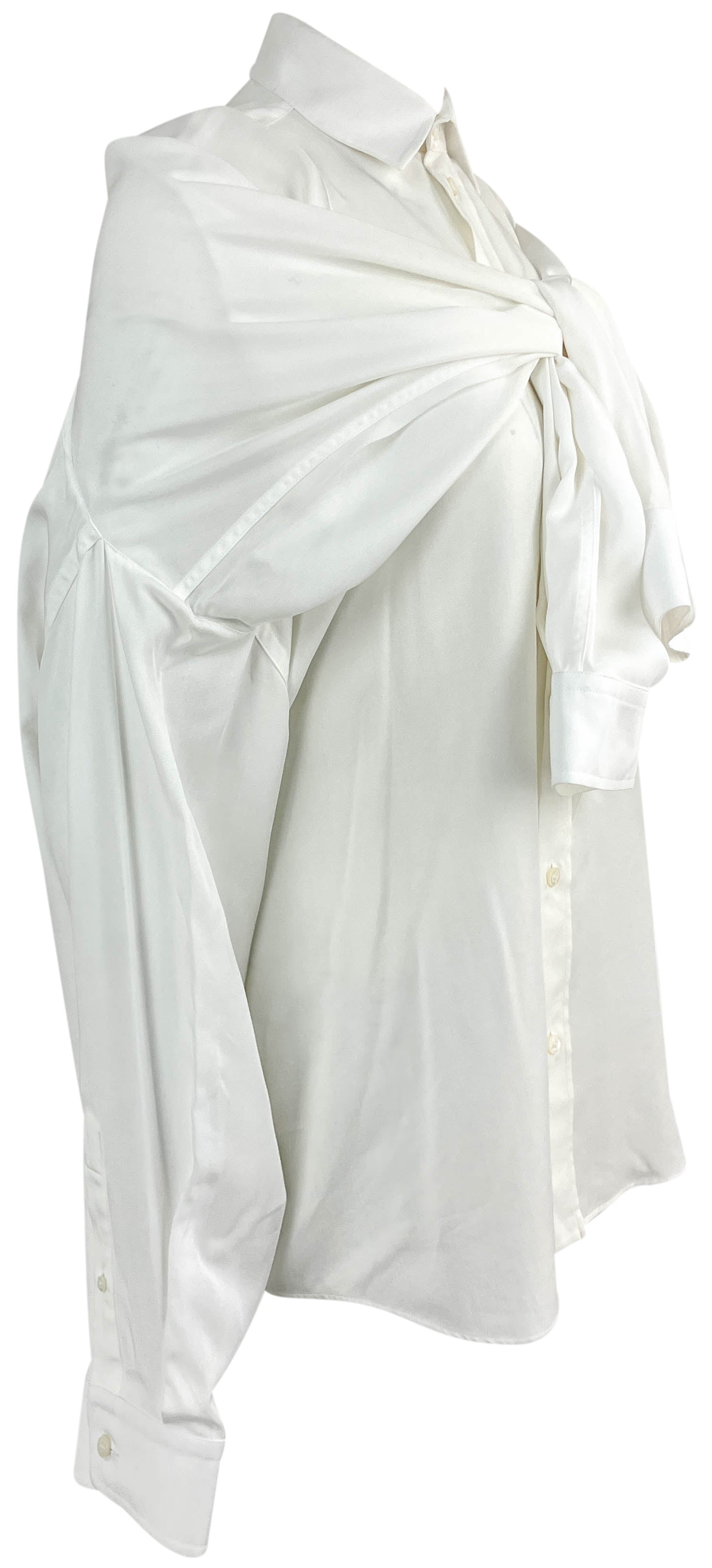 Balenciaga Knotted Button Up Shirt in White 3 Balenciaga Knotted Button Up Shirt in White