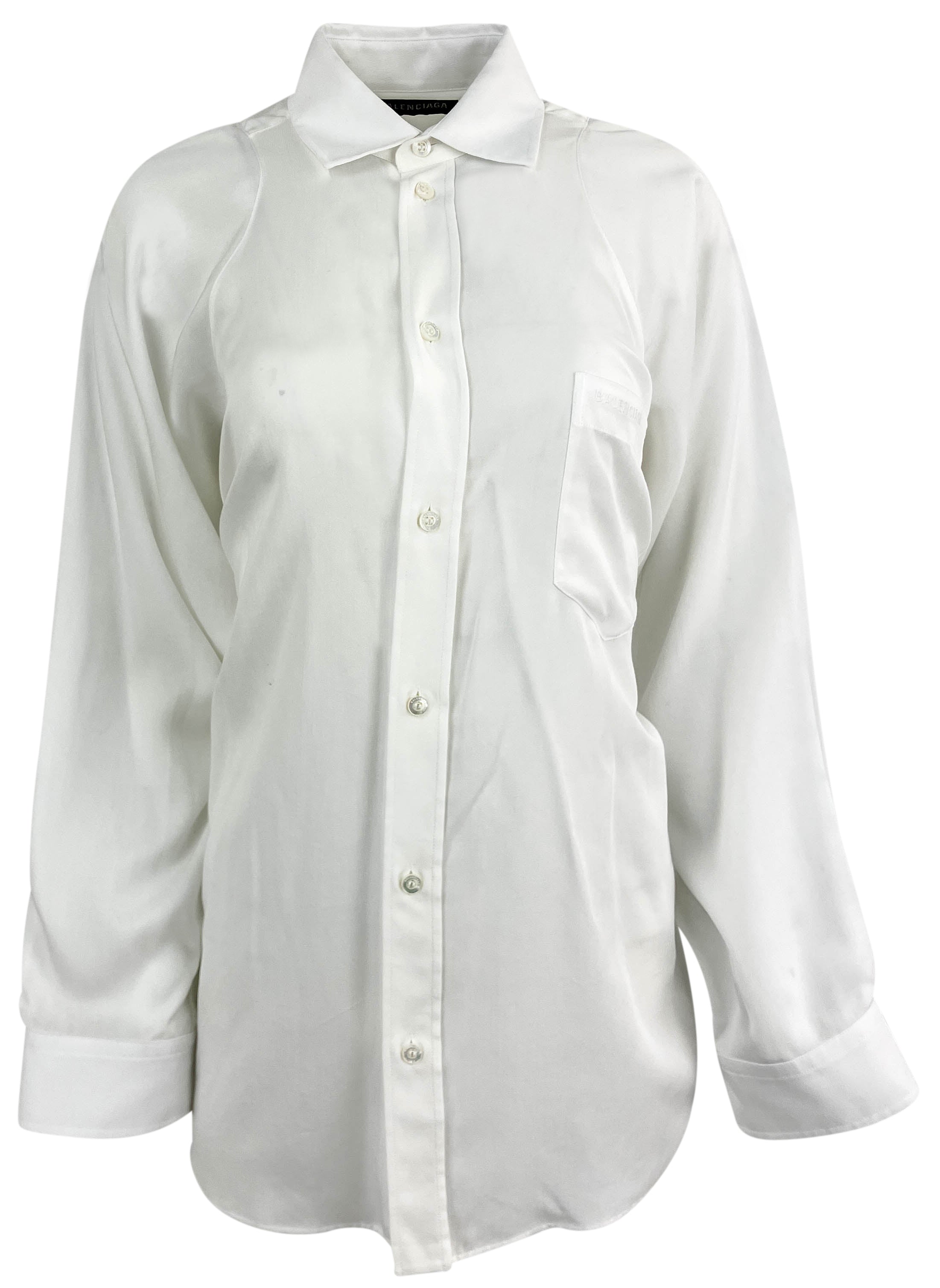 Balenciaga Knotted Button Up Shirt in White 5 Balenciaga Knotted Button Up Shirt in White