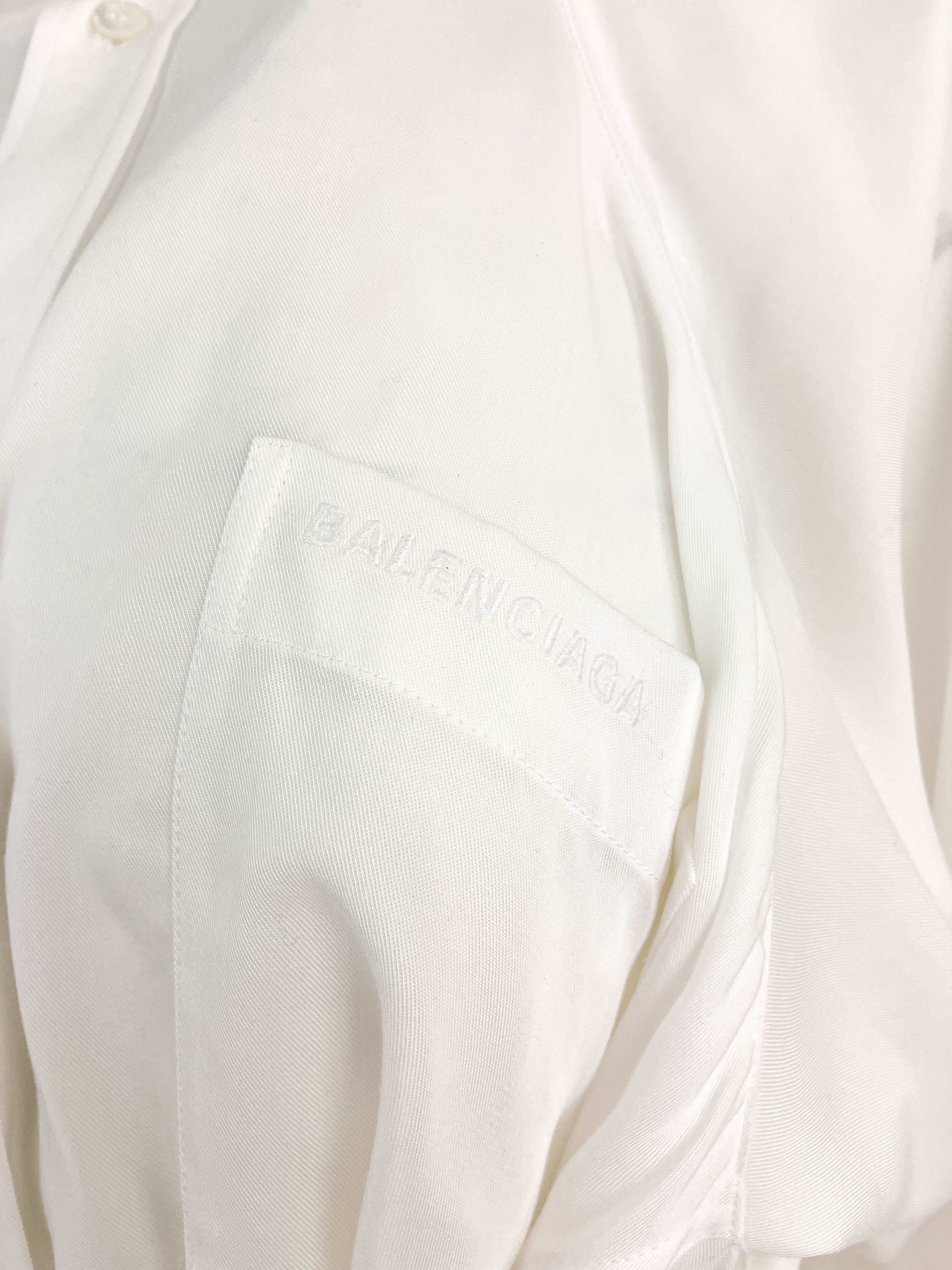 Balenciaga Knotted Button Up Shirt in White 7 Balenciaga Knotted Button Up Shirt in White