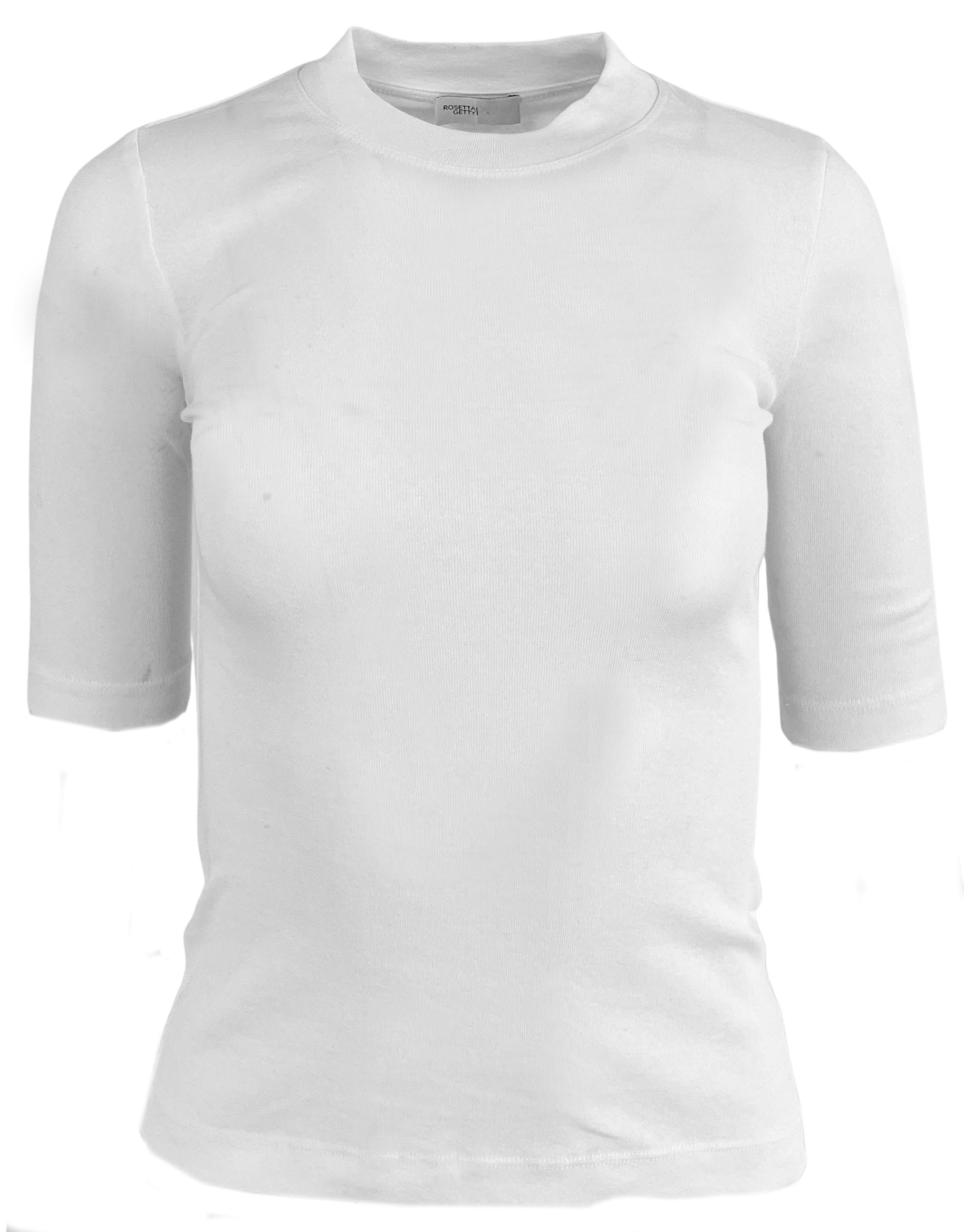 Rosetta Getty Cropped Sleeve T-Shirt in White