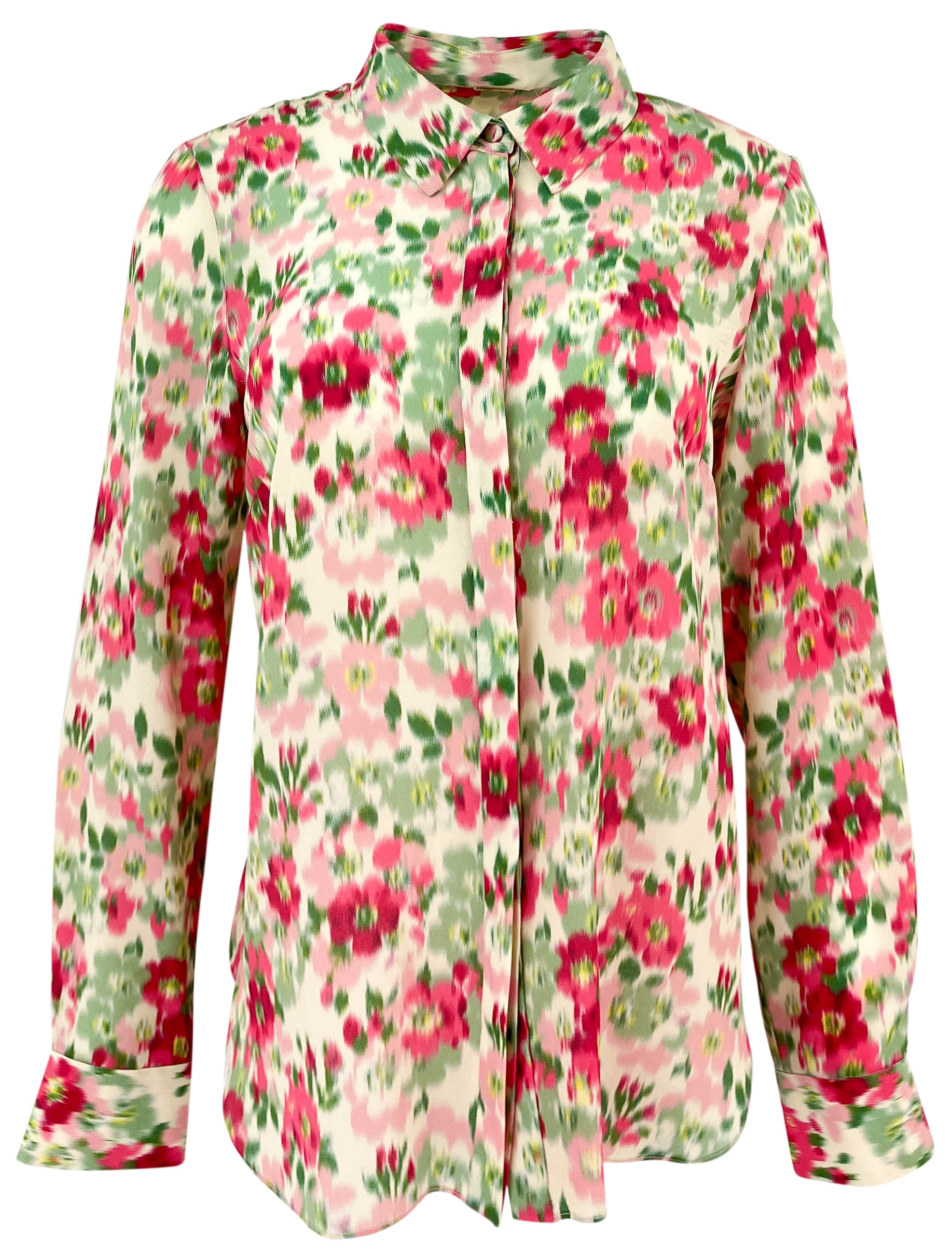 Adam Lippes Floral Print Silk Shirt in Multi