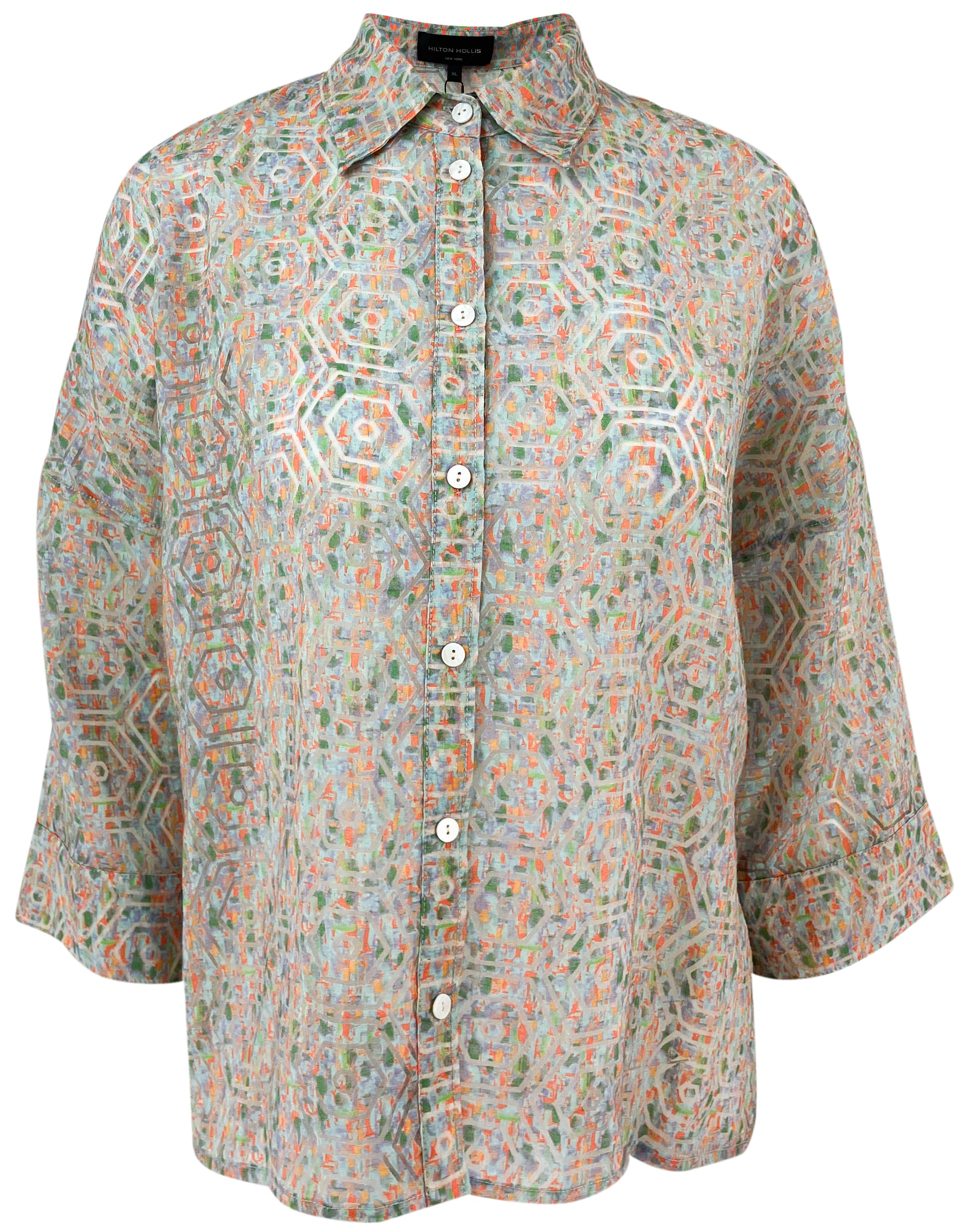 Hilton Hollis Button Up Blouse in Cantaloupe