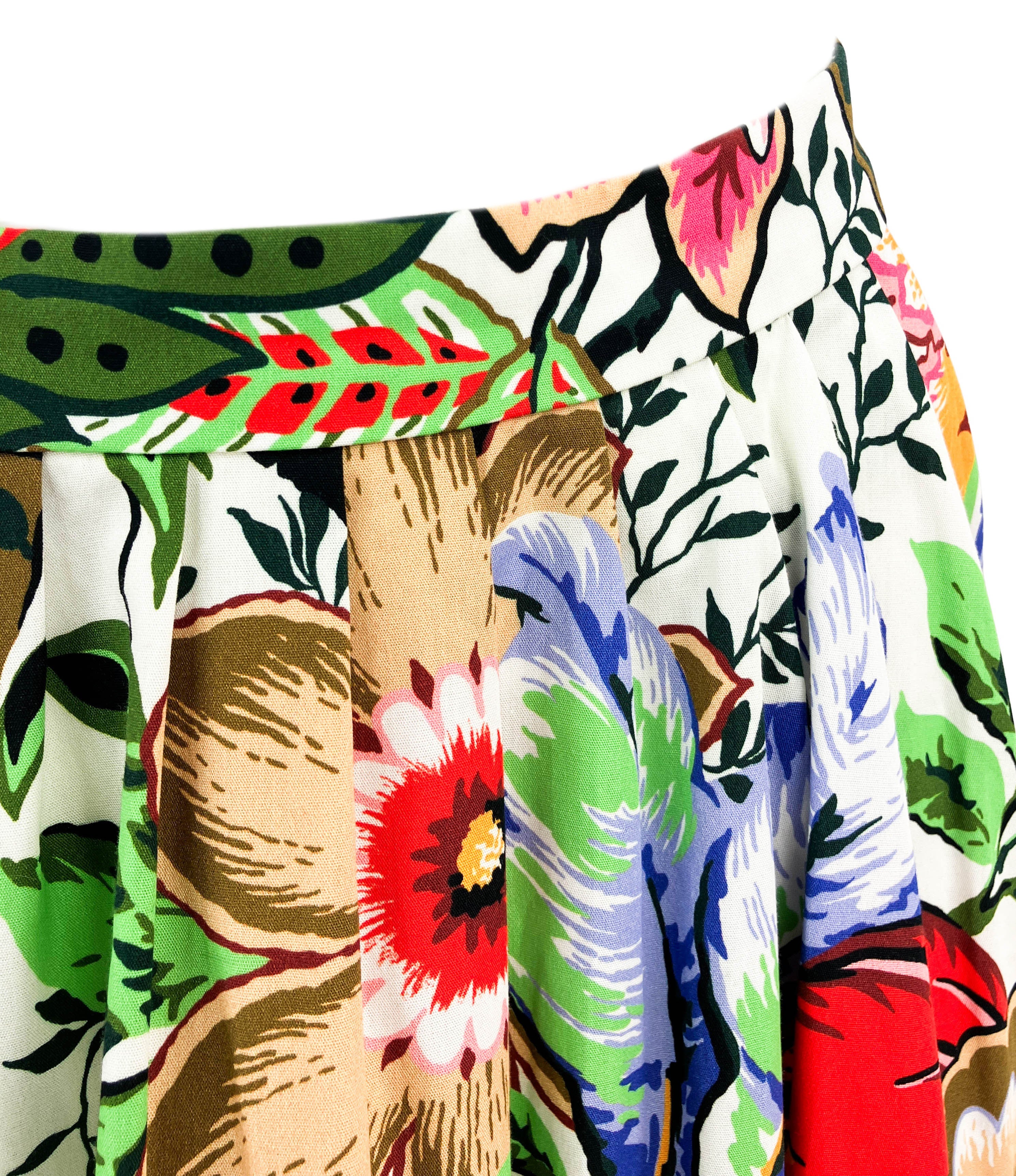 Etro Floral Print Cotton Midi Skirt