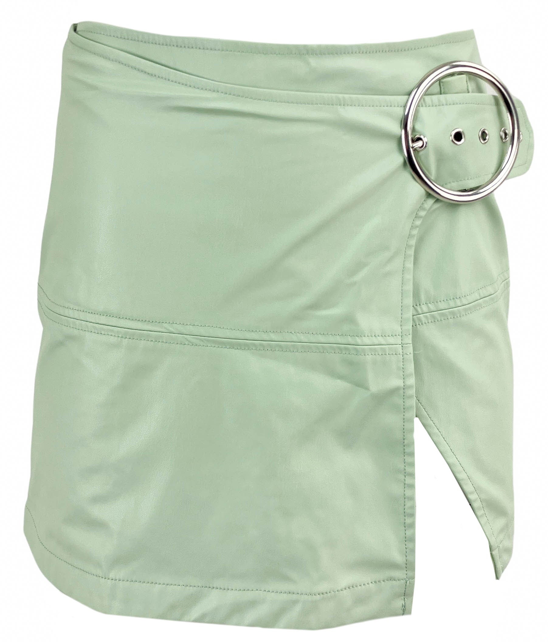 For Love & Lemons Talia Faux Leather Mini Skirt in Green