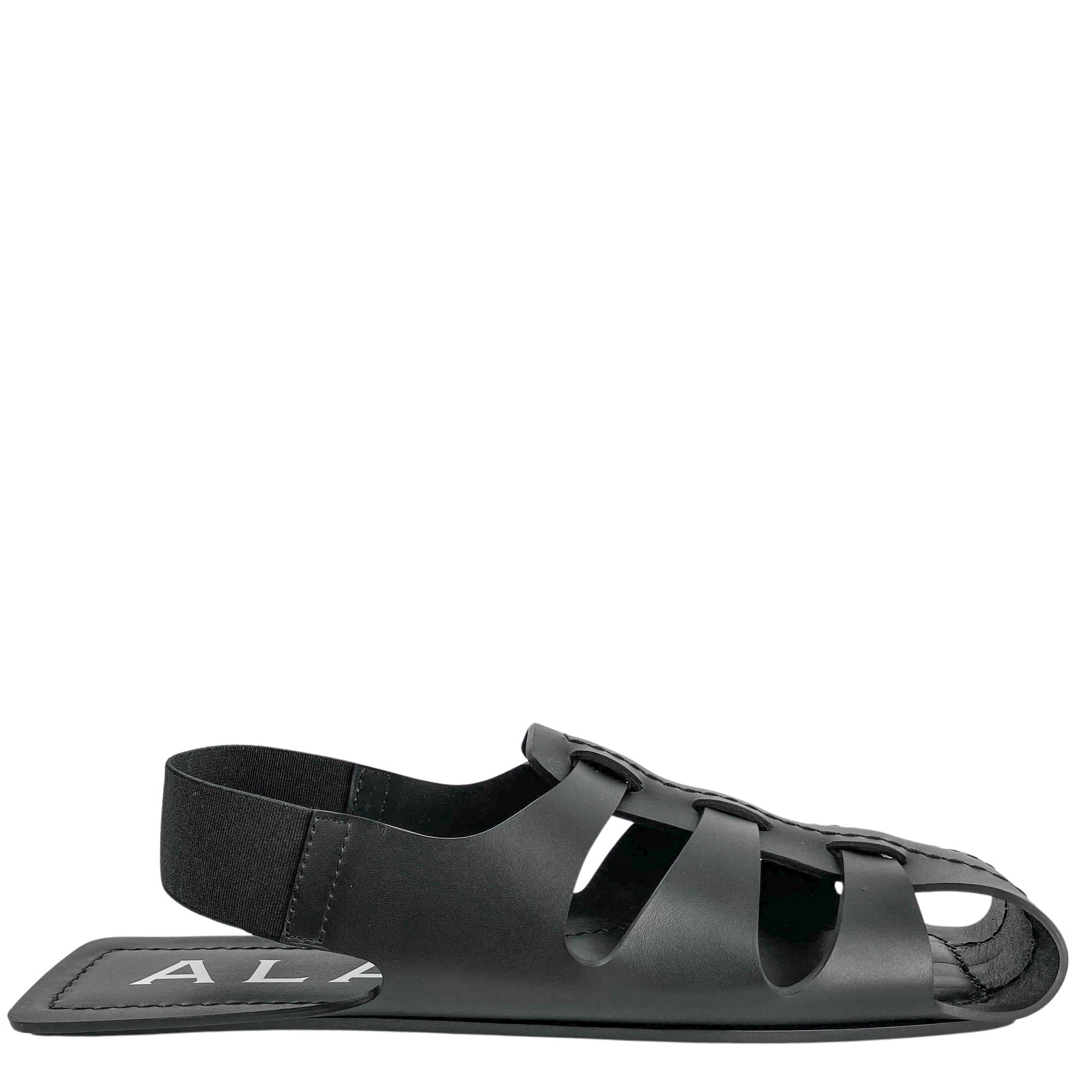 Alaïa Flat Double-Sided Calfskin Sandals in Black