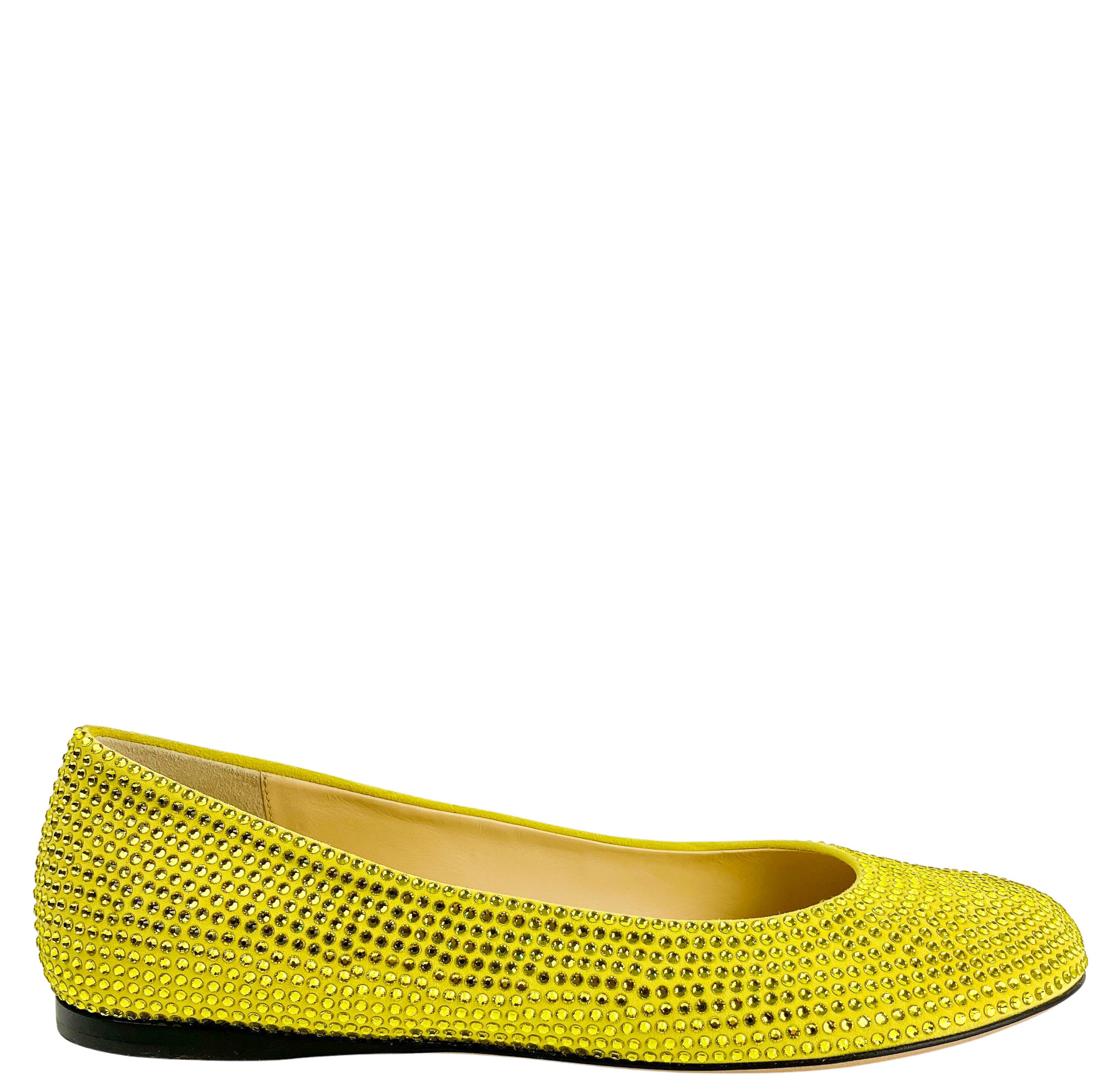 LOEWE Toy Strass Leather Ballerina Flats in Yellow