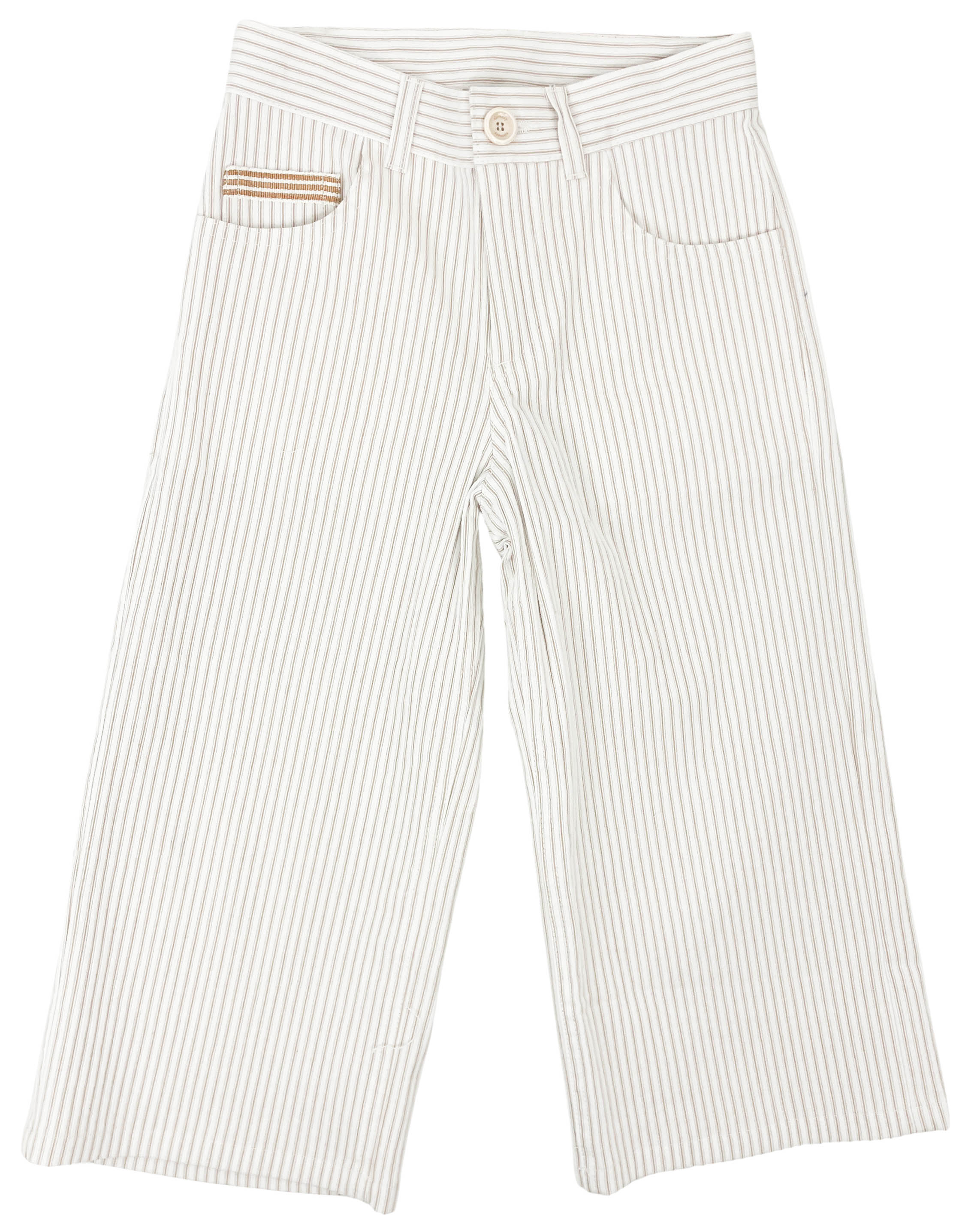 Eleventy Kids Striped Pants in White and Tan 1 Eleventy Kids Striped Pants in White and Tan