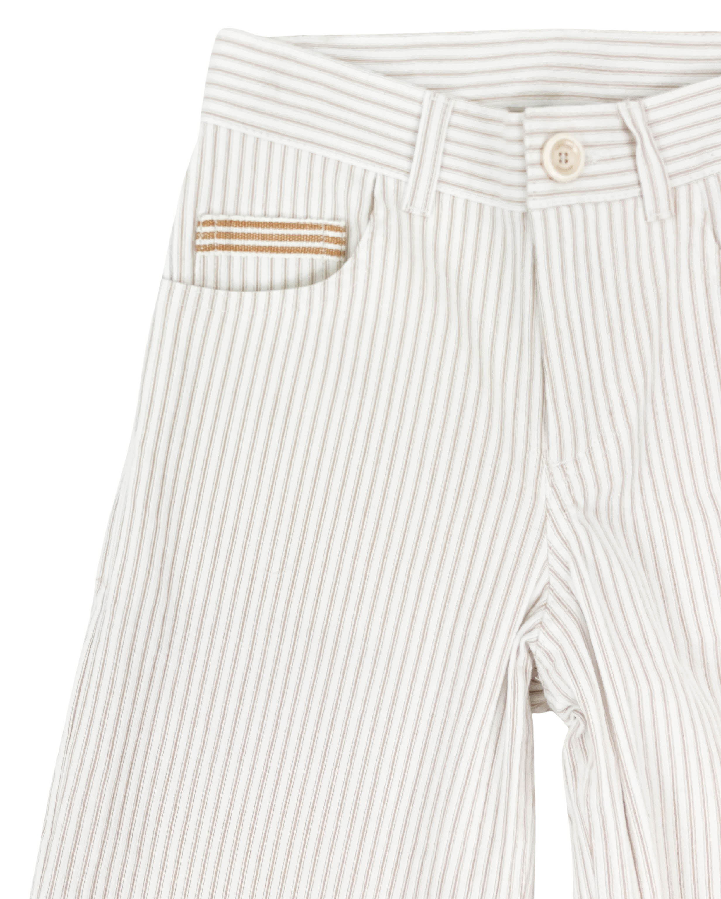 Eleventy Kids Striped Pants in White and Tan 3 Eleventy Kids Striped Pants in White and Tan