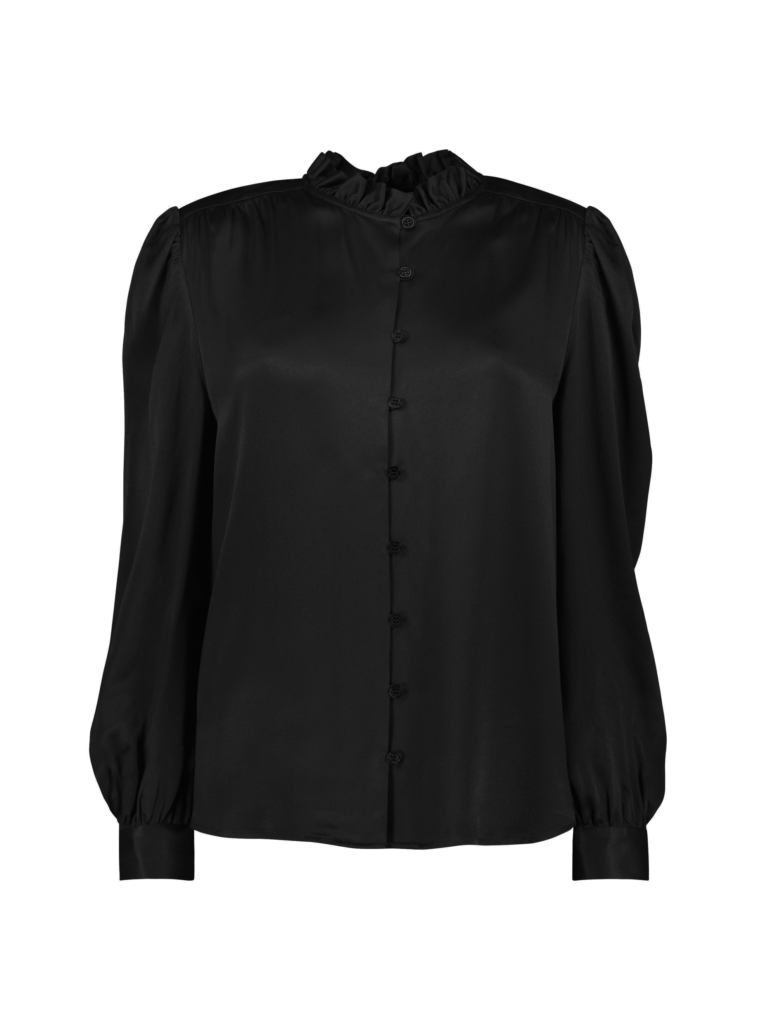 Evelyn Satin Frill Neck Blouse 6 Evelyn Satin Frill Neck Blouse