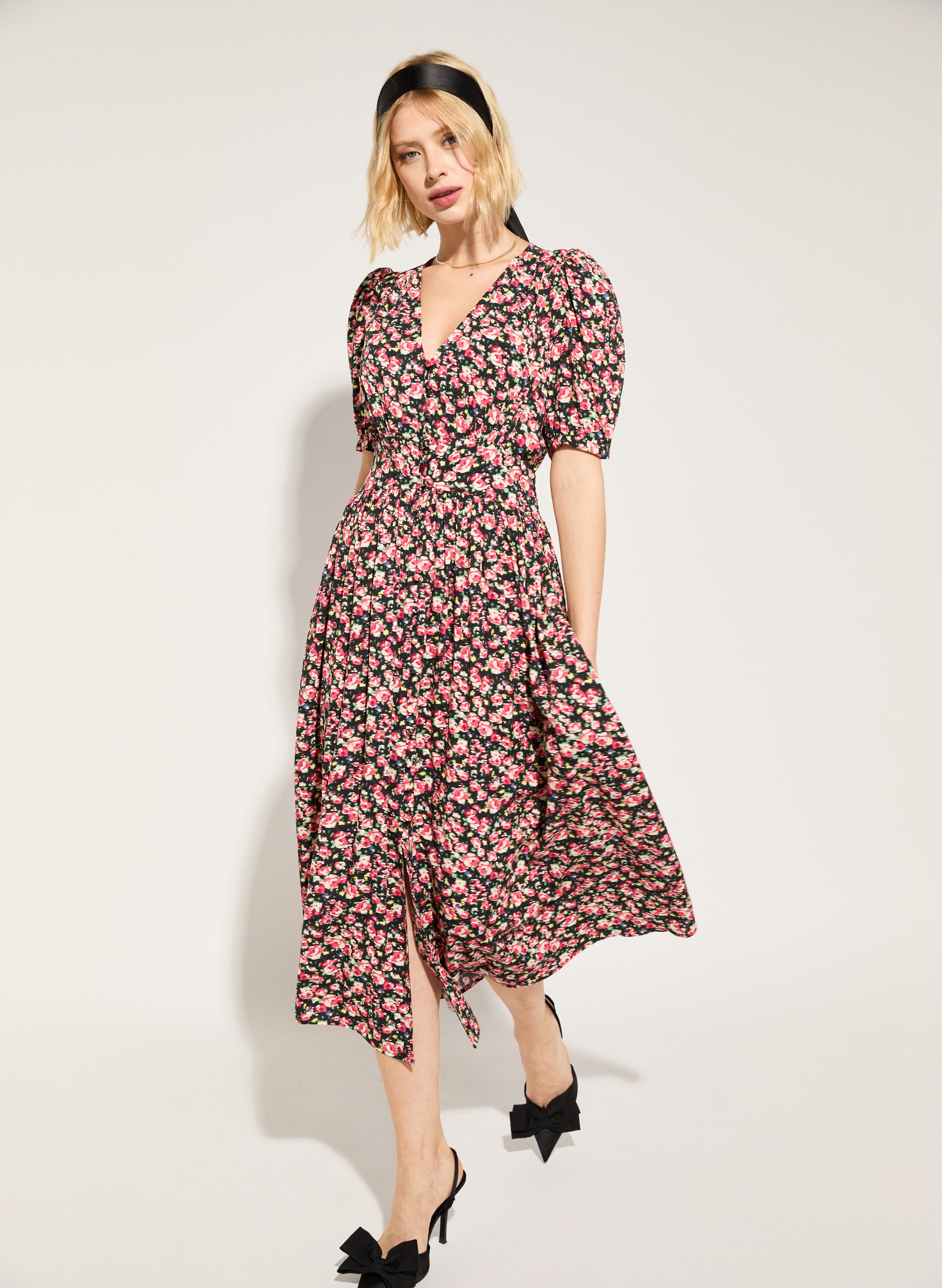 Holly V-Neck Waisted Midi Dress
