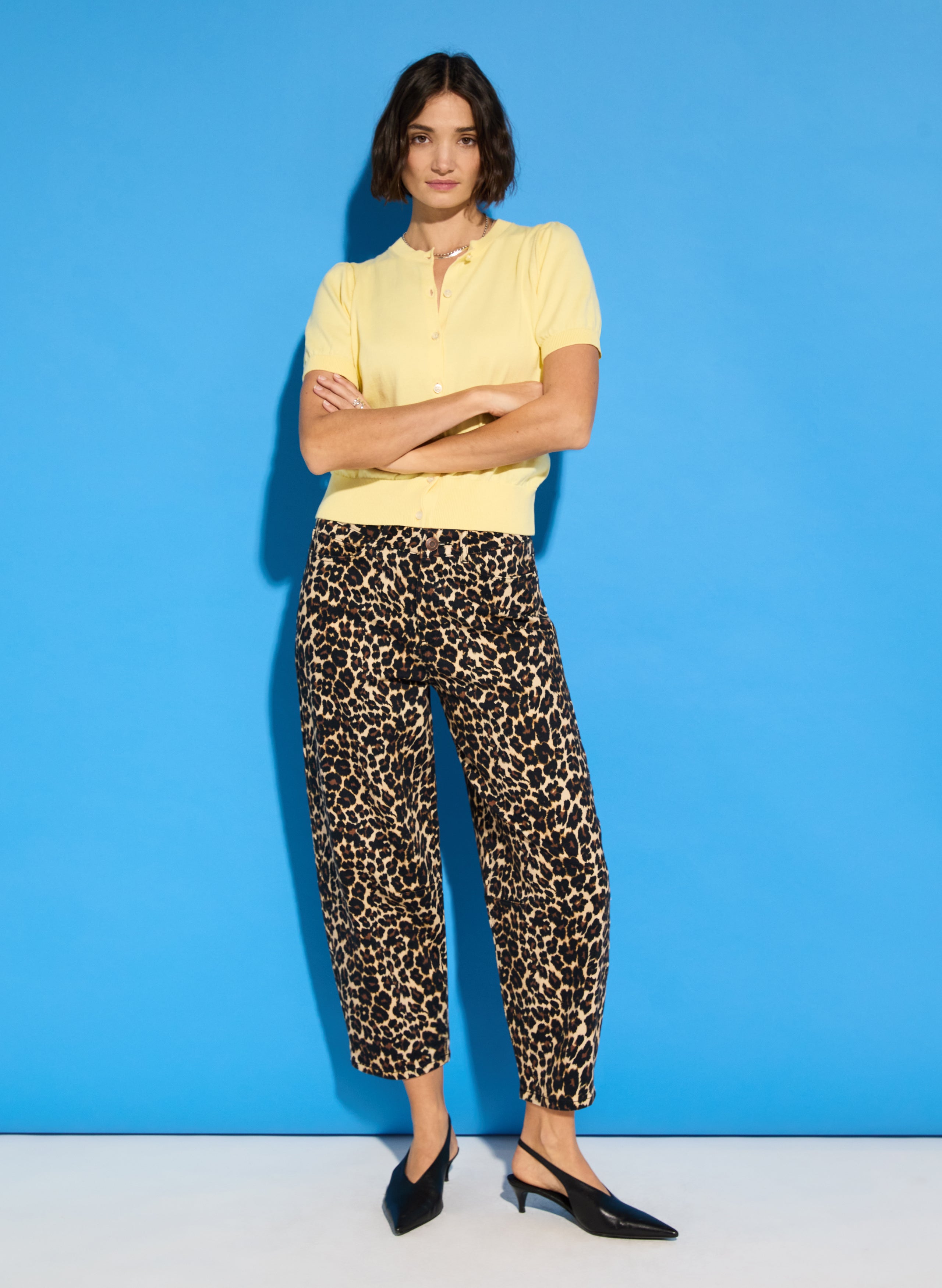 Kelsey Organic Cotton Stretch Denim Printed Barrel Jeans 1 Kelsey Organic Cotton Stretch Denim Printed Barrel Jeans