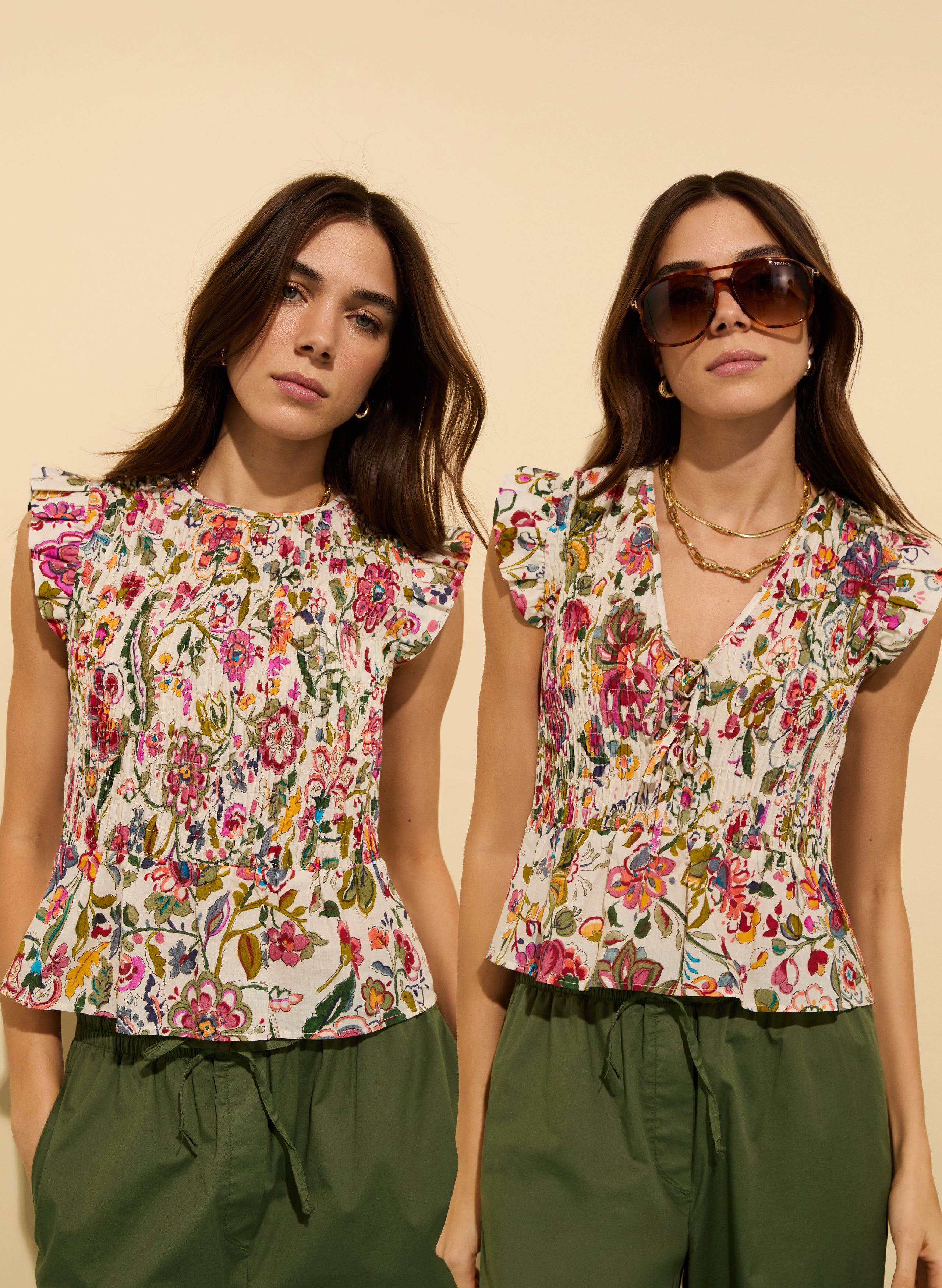 Mariah Organic Cotton Smocked Blouse