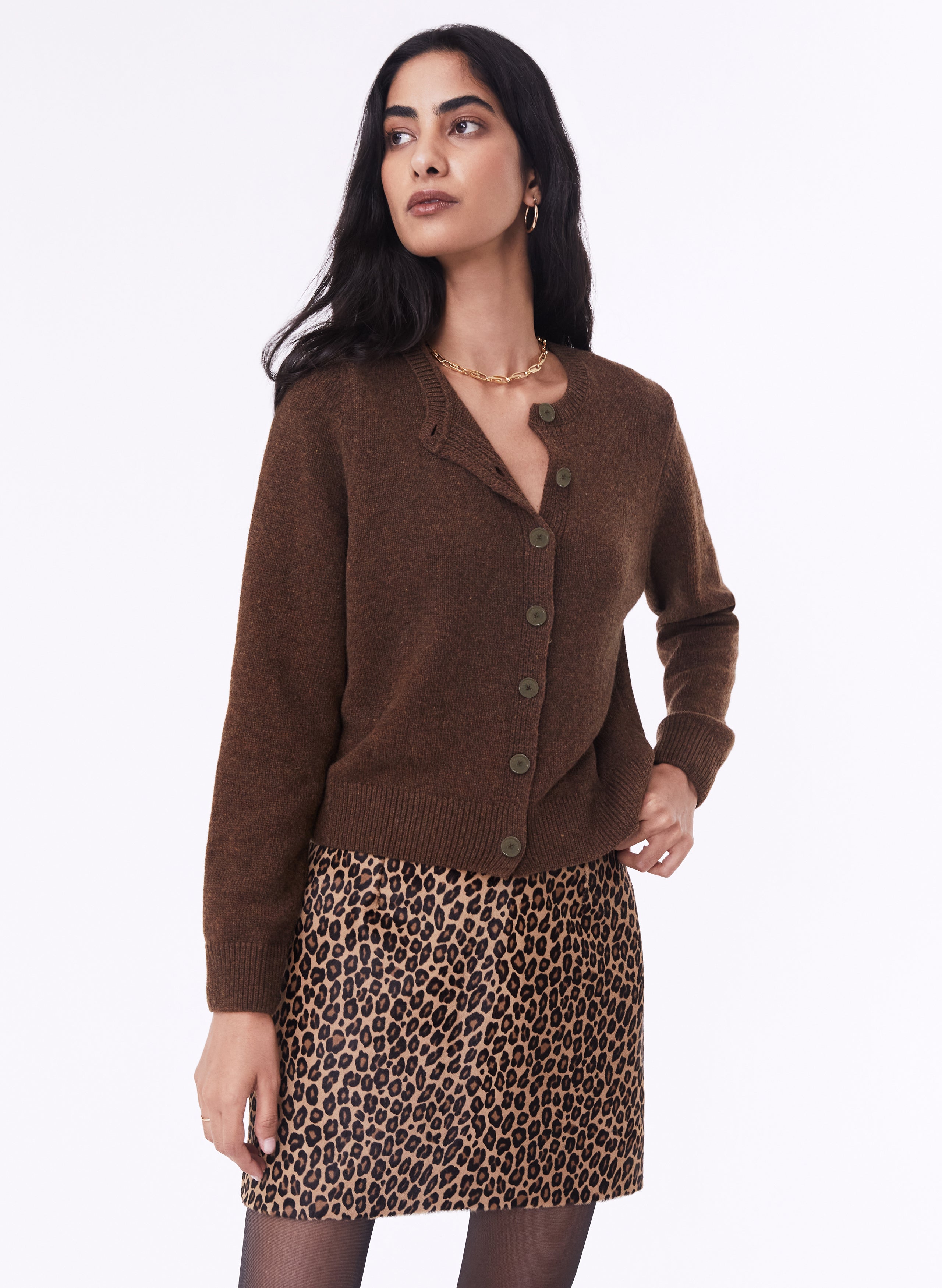Marie Wool Blend Crew Neck Cardigan