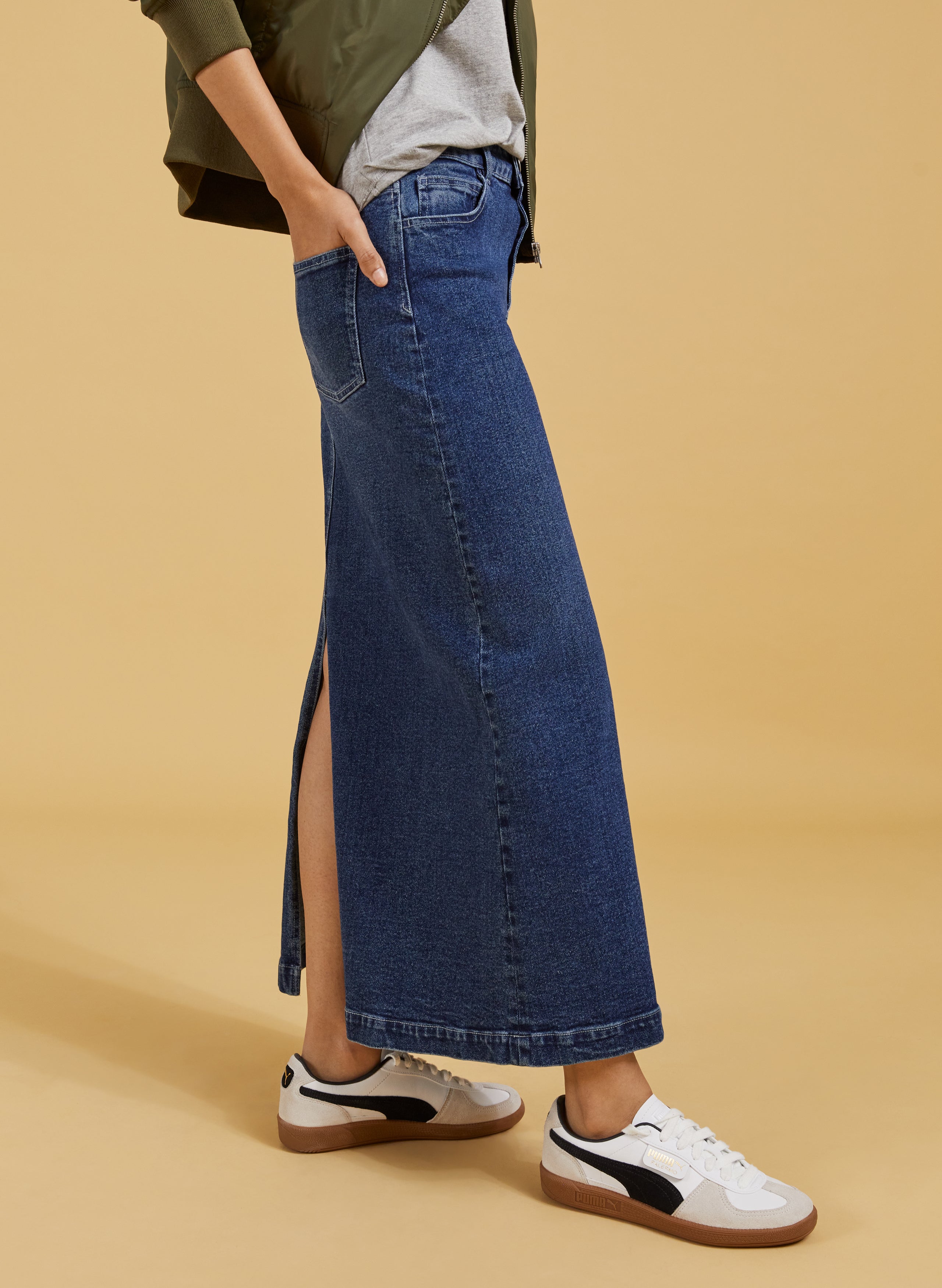 Nia Organic Stretch Denim Long Skirt 4 Nia Organic Stretch Denim Long Skirt