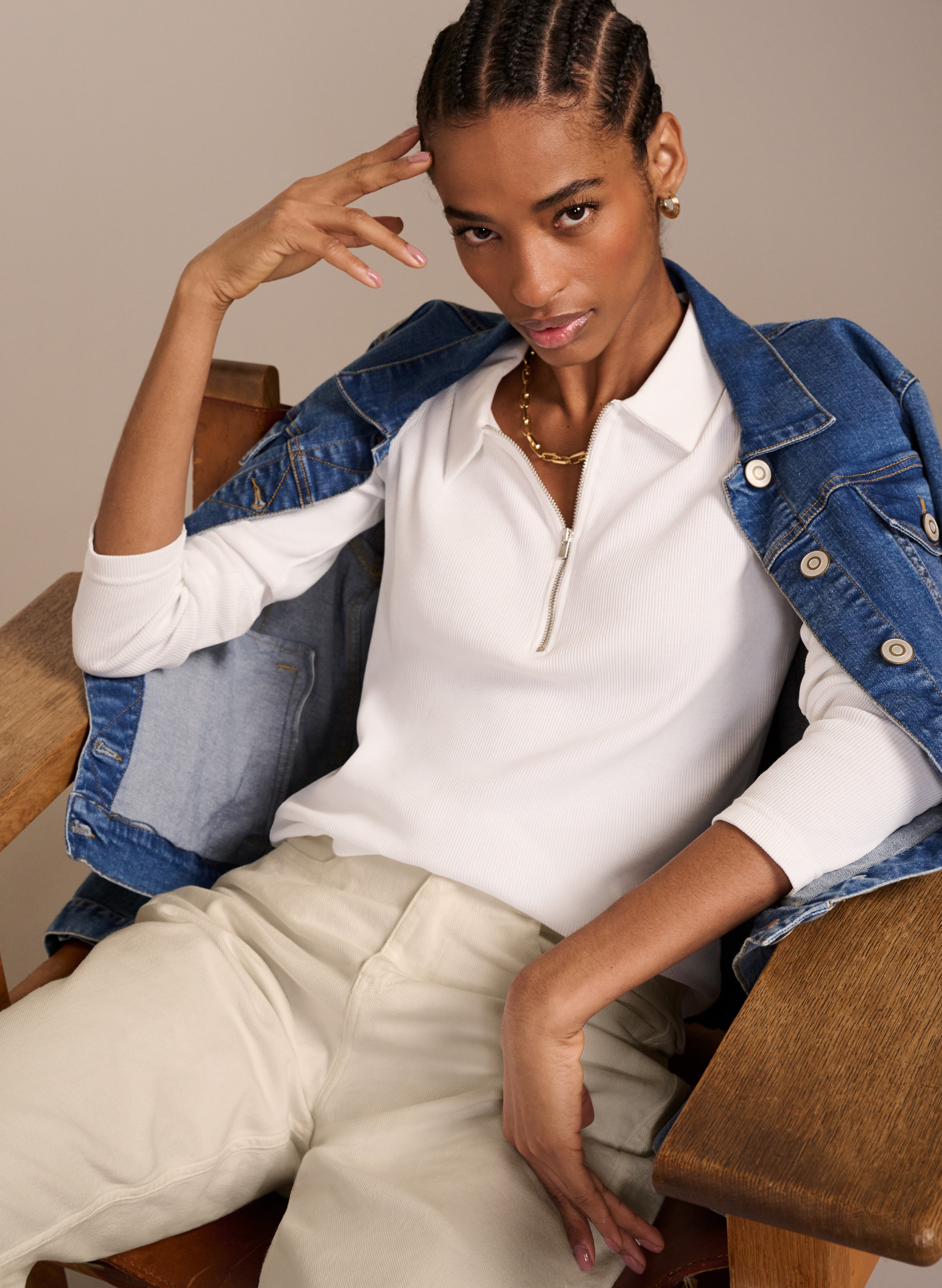 Organic Cotton Zip Collar Top