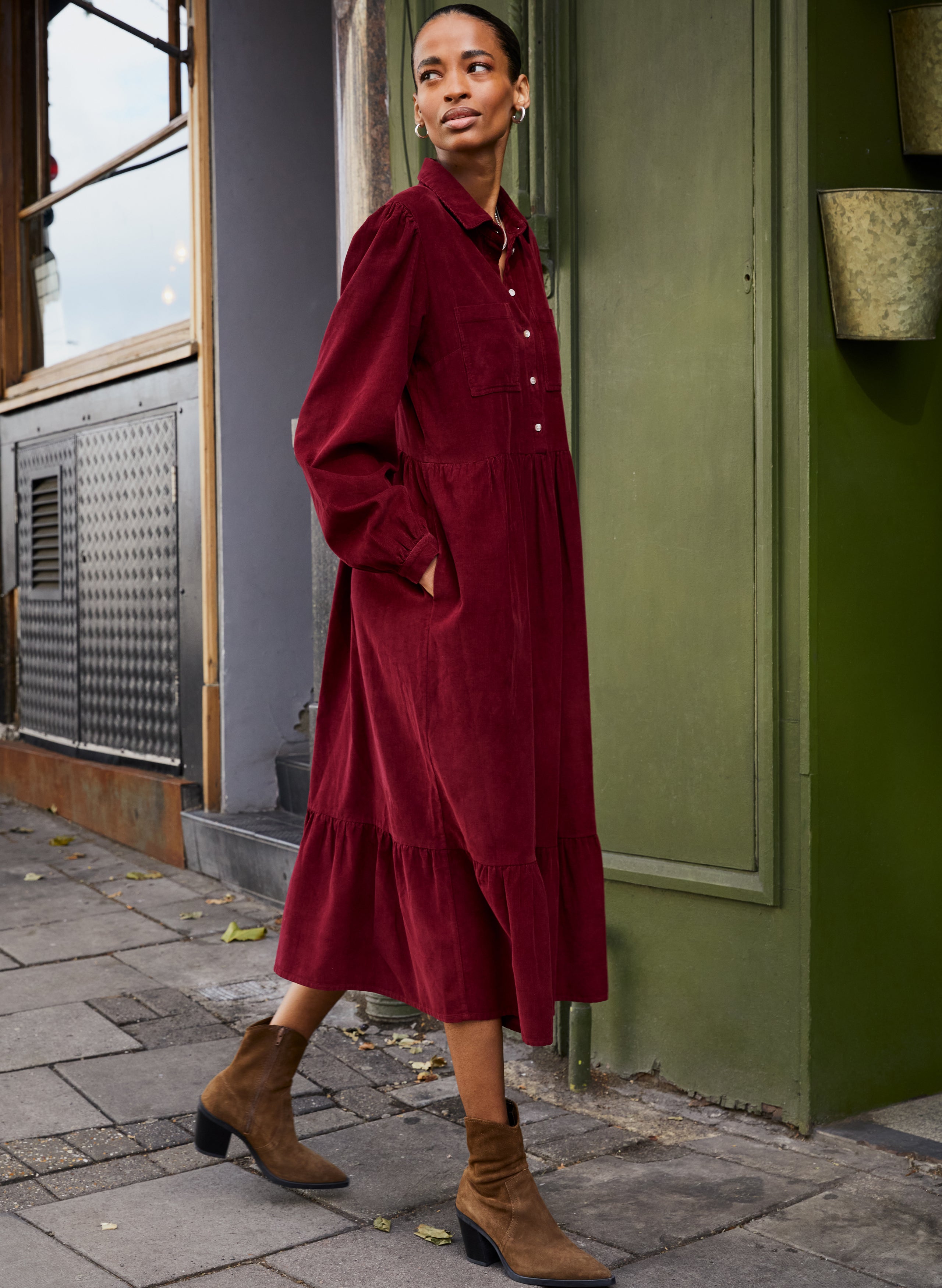 Philippa Organic Corduroy Midi Dress