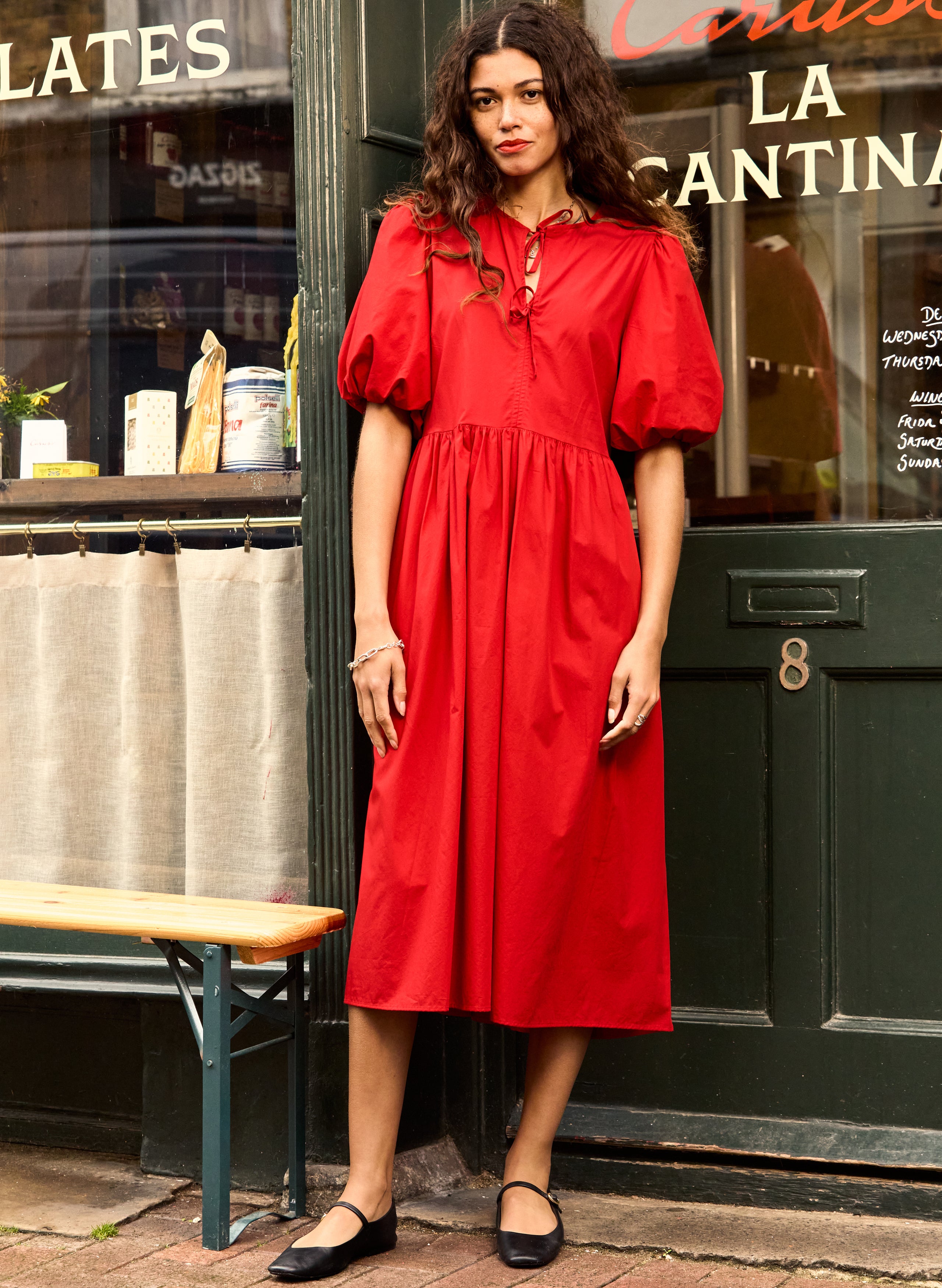 Rose Organic Cotton Tie Midi Dress 2 RENT - Rose Organic Cotton Tie Midi Dress