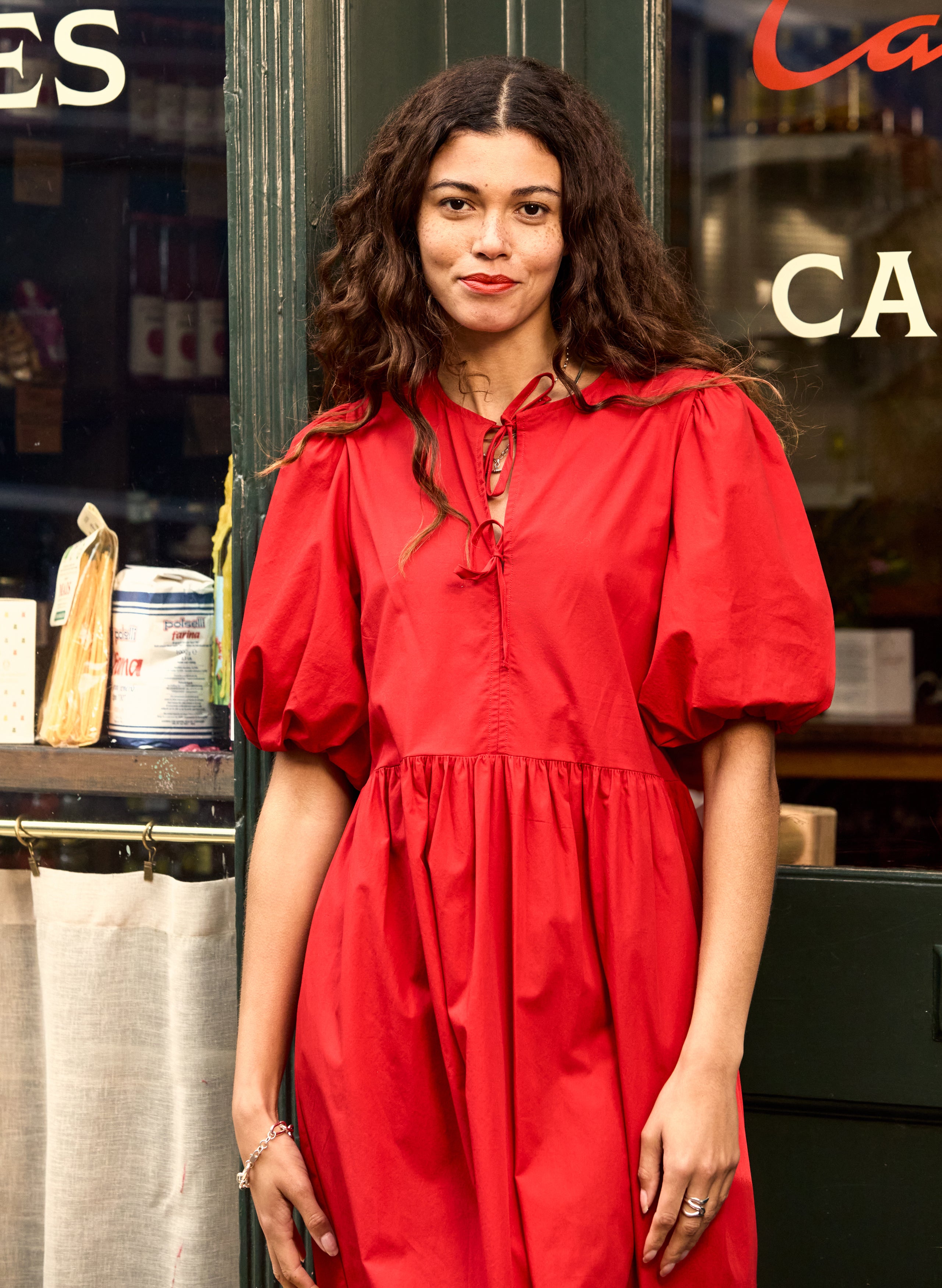 Rose Organic Cotton Tie Midi Dress 3 RENT - Rose Organic Cotton Tie Midi Dress
