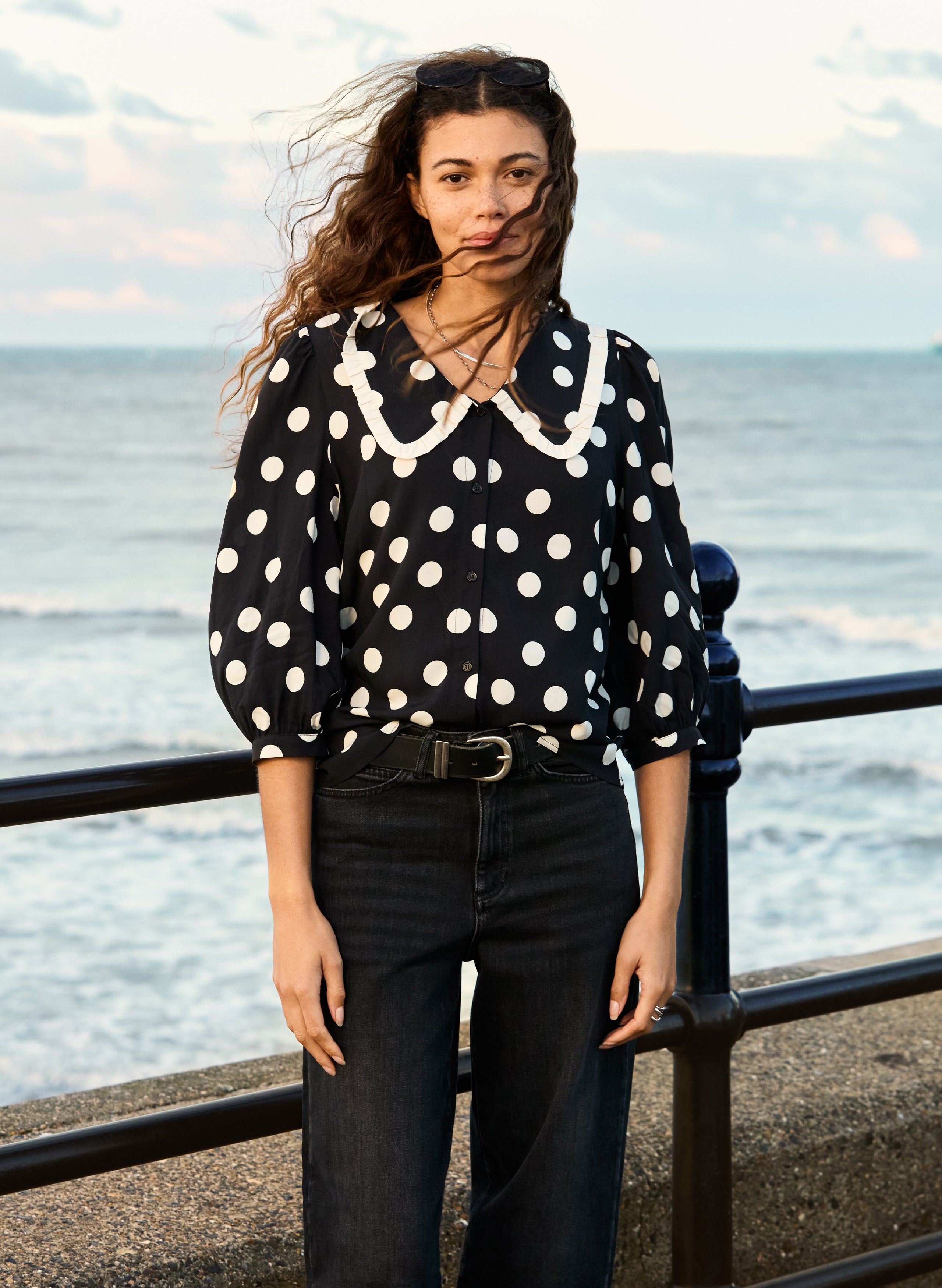 RENT - Sosha Printed Collar Detail Blouse